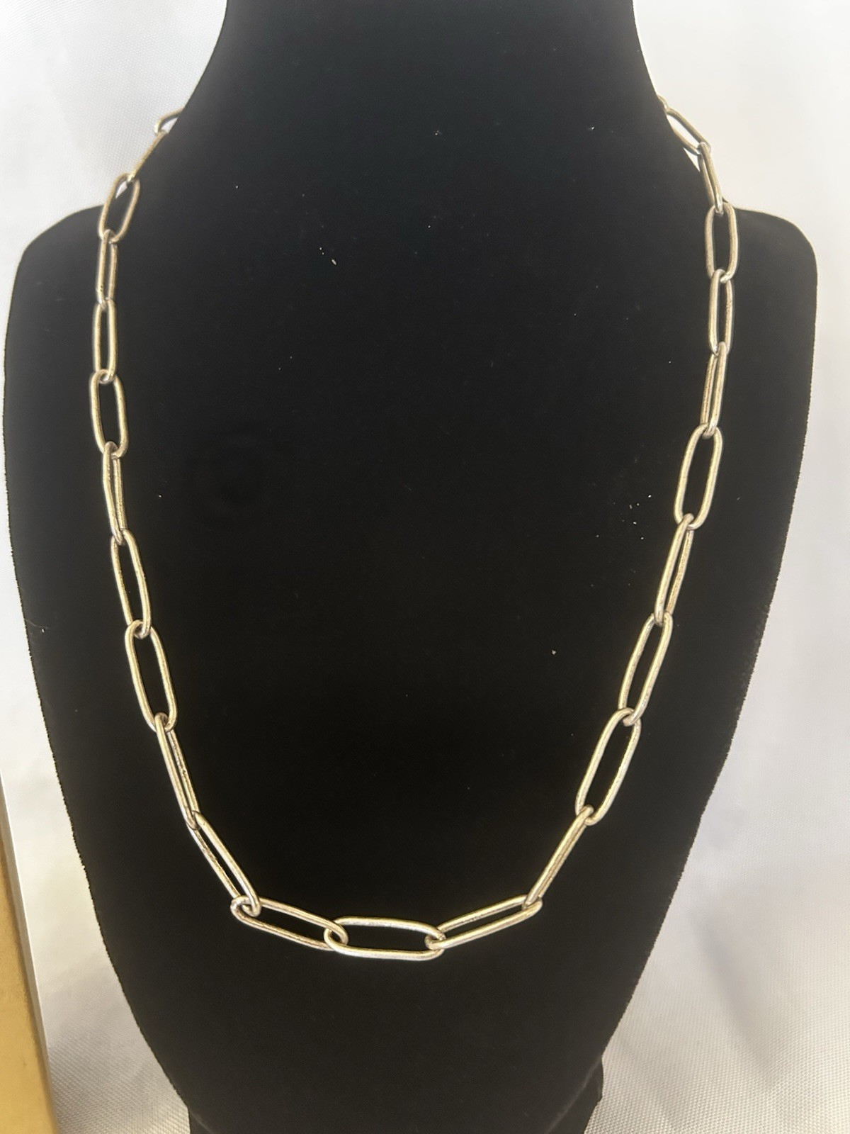 Oxidized Silver Tone 20” Medium Paperclip Chain Link Necklace NIB