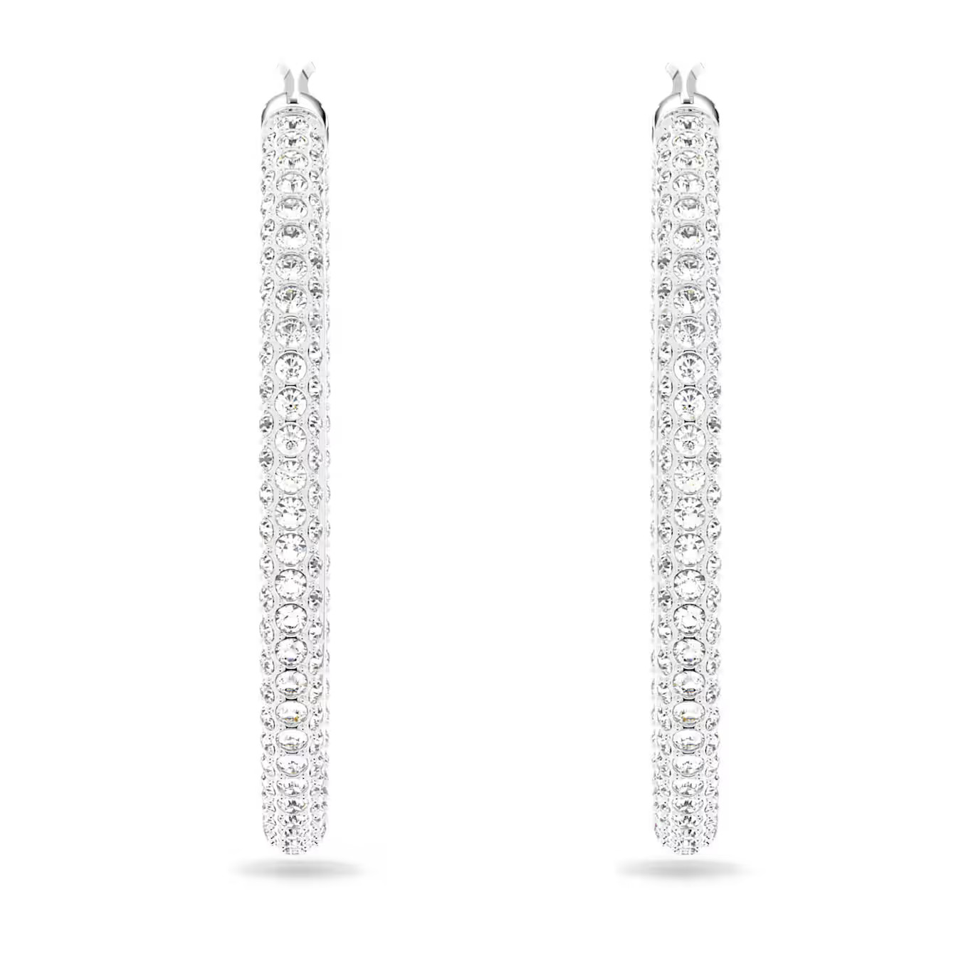 jewerly, Dextera Hoop Earrings Pavé, Large, White, Rhodium-Plated,Swarovski