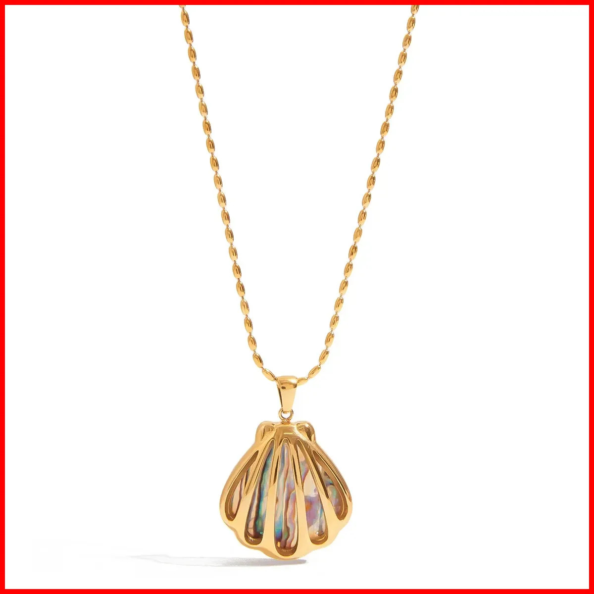 Color Shell Pendant Necklace Stainless Steel Ocean Beach Jewelry Women Necklace