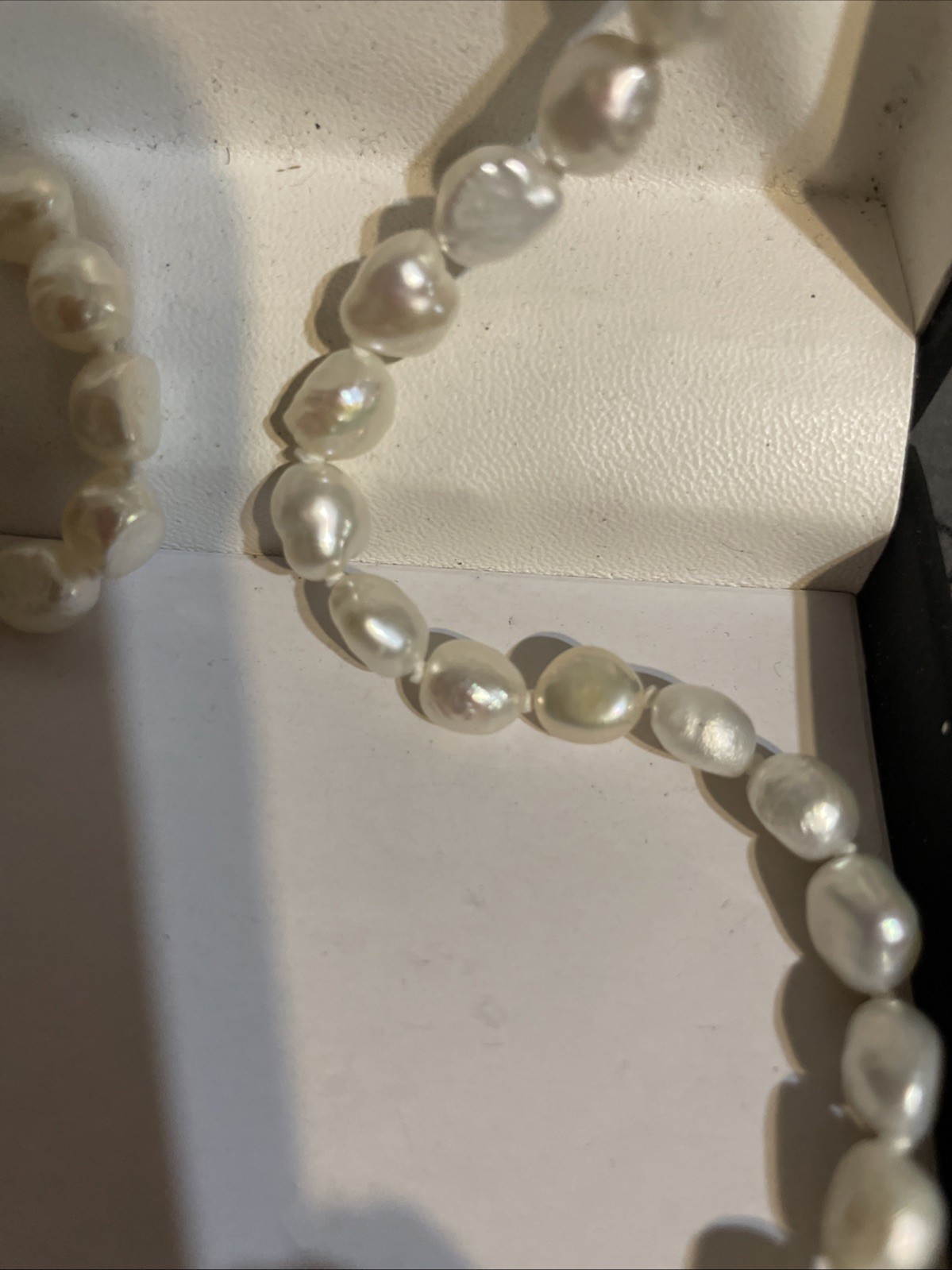 Oyster Cove Genuine Cultured Pearl Strand Necklace White Crystal Pave Ball NIB
