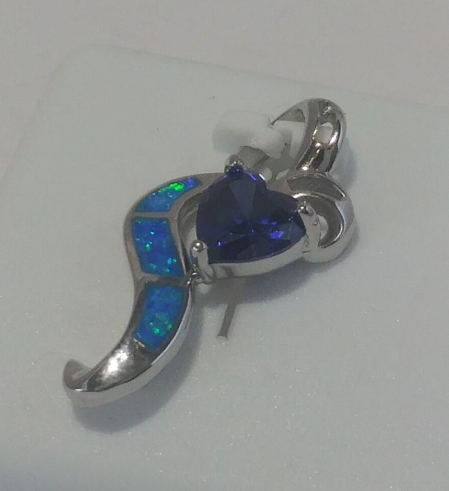 925 STERLING SILVER Rhodium plated MODERN HEART Pendant Cz cubic zircona