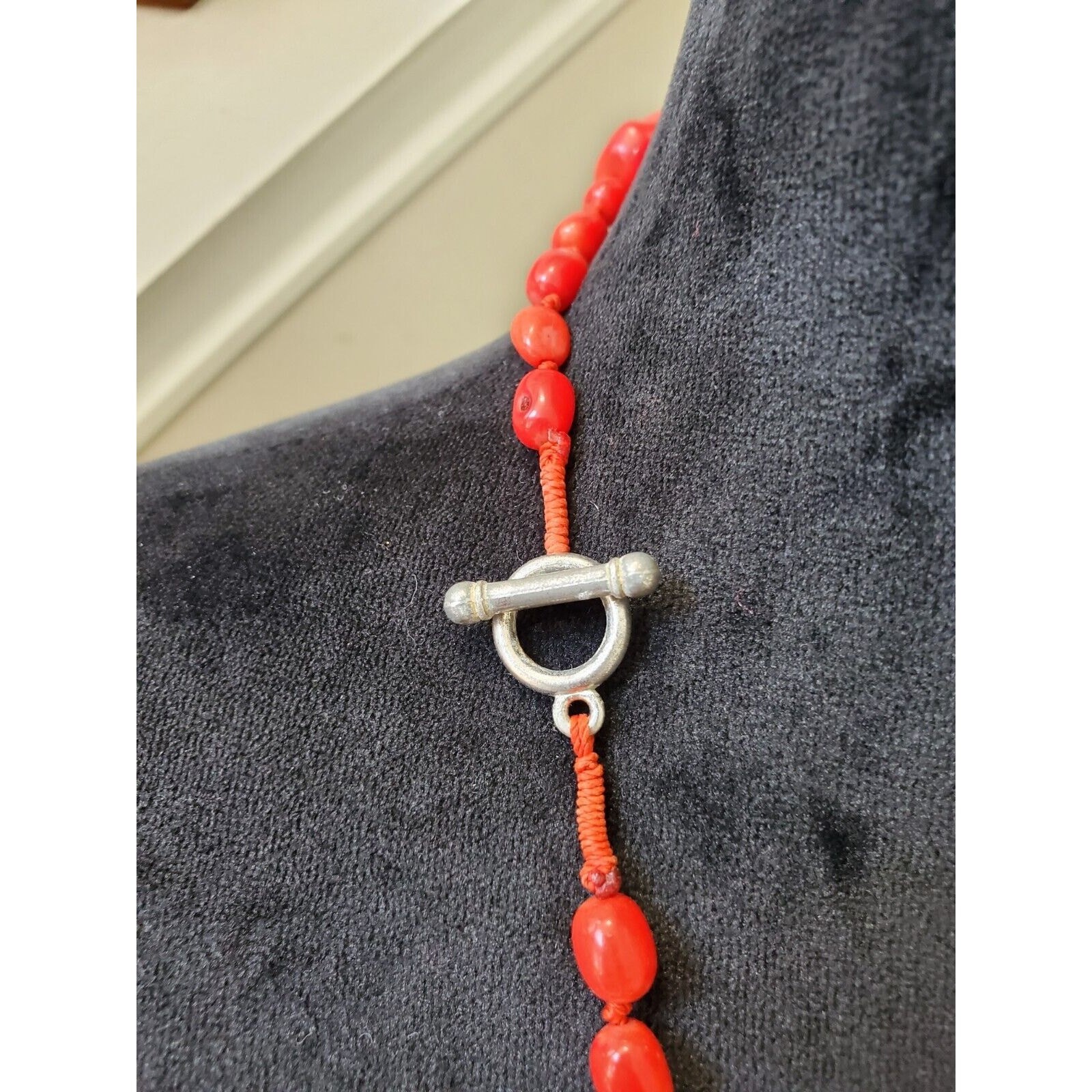 Chunky Red Coral Beaded Necklace With Toggle Closure