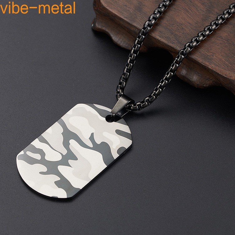 Army Soldier Camouflage Pendant Men Necklace Dog Tag Daily Wear Gift Classic