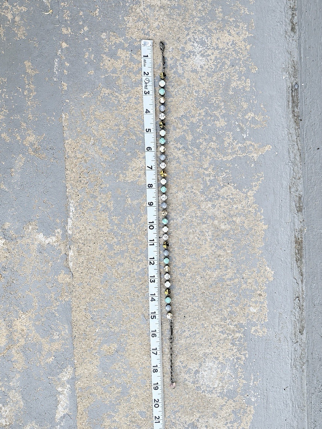 Sabika Classic Turquoise, Pearl, White And Bronze Crystal Tennis Choker Necklace