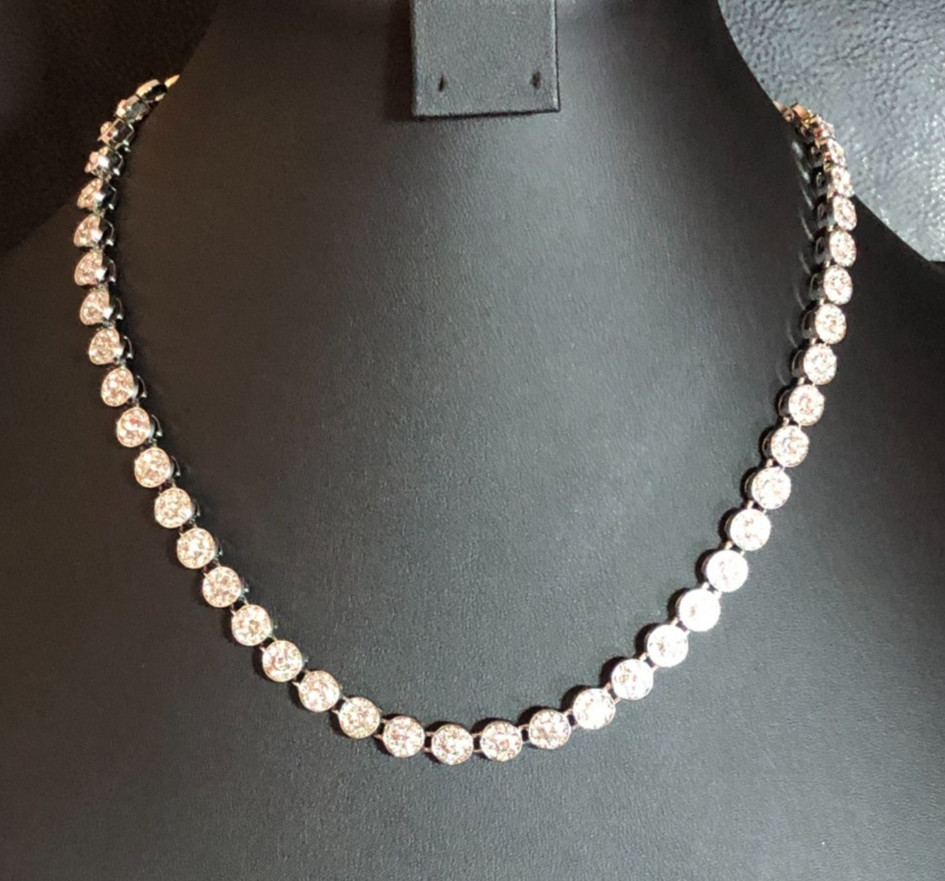 Silver Crystal Rhinestone Tennis Chain Necklace Iced Out Bling Unisex 20″ 8210