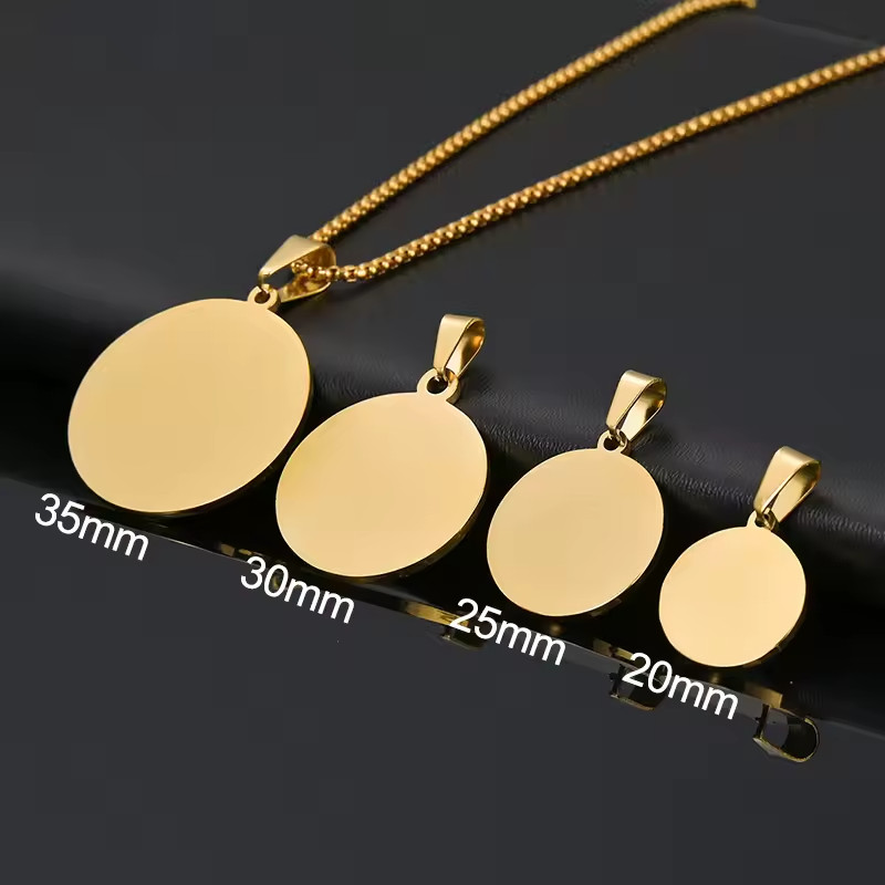 Custom Photo Logo Name Text Engraved Necklace Pendant Jewelry Chain Adjustable