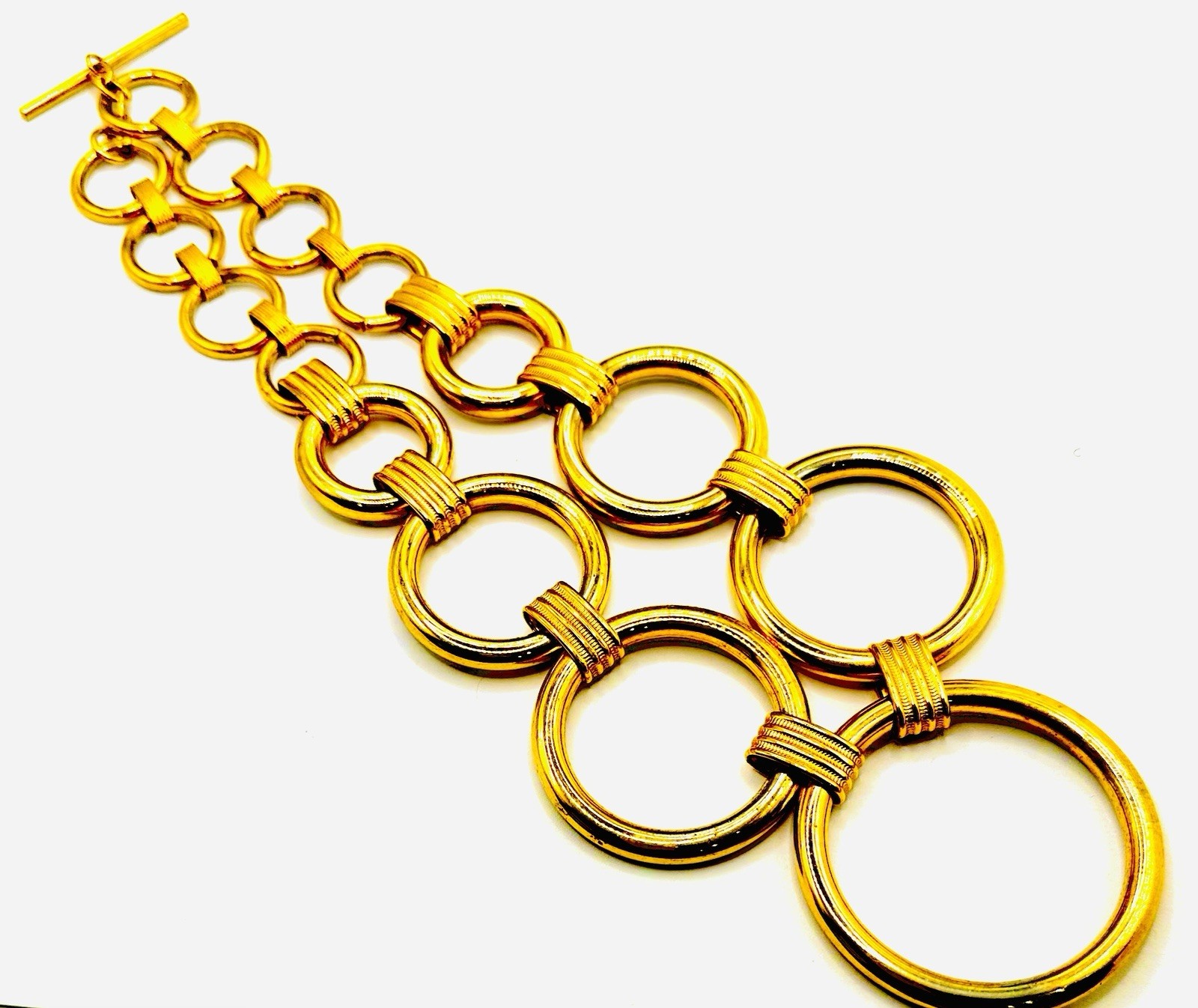 Chunky Round Ring Links 19 in long Toggle Clasp Necklace #30-26