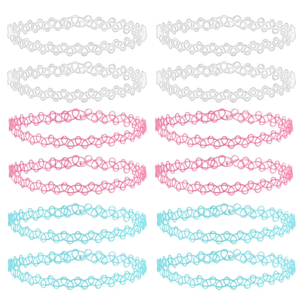 ZS 12Pcs Vintage Stretch Choker Necklace Lady Girl Tattoo Choker Necklace Punk R