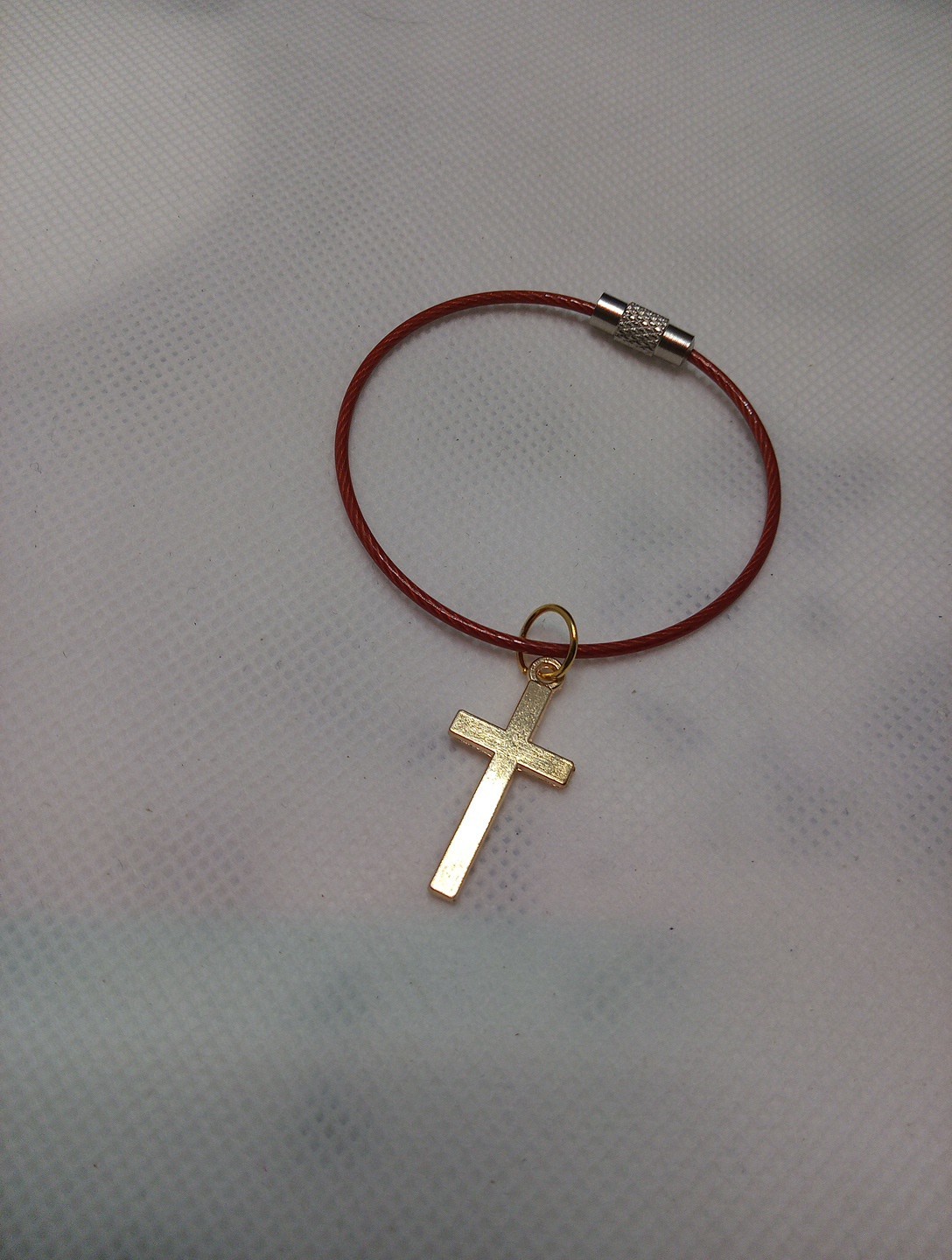 ADJ. CORDED NECKLACE & OBSIDIAN BEAD CROSS PENDANT