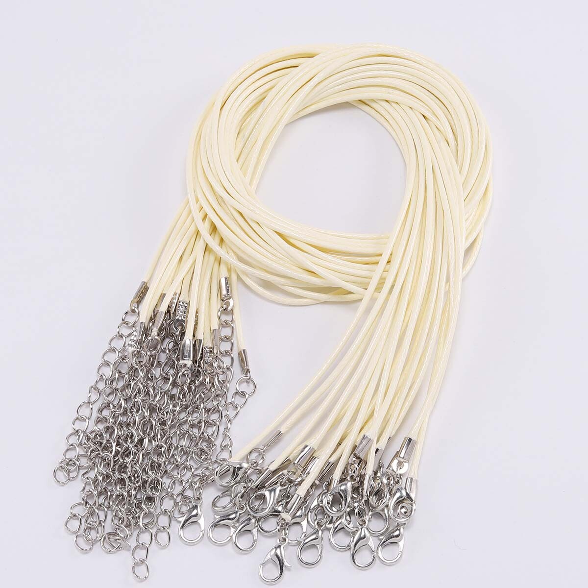 10pcs/lot 1.5mm/2mm Waxed Cotton Cord Necklace with Lobster Clasp 45cm+5cm
