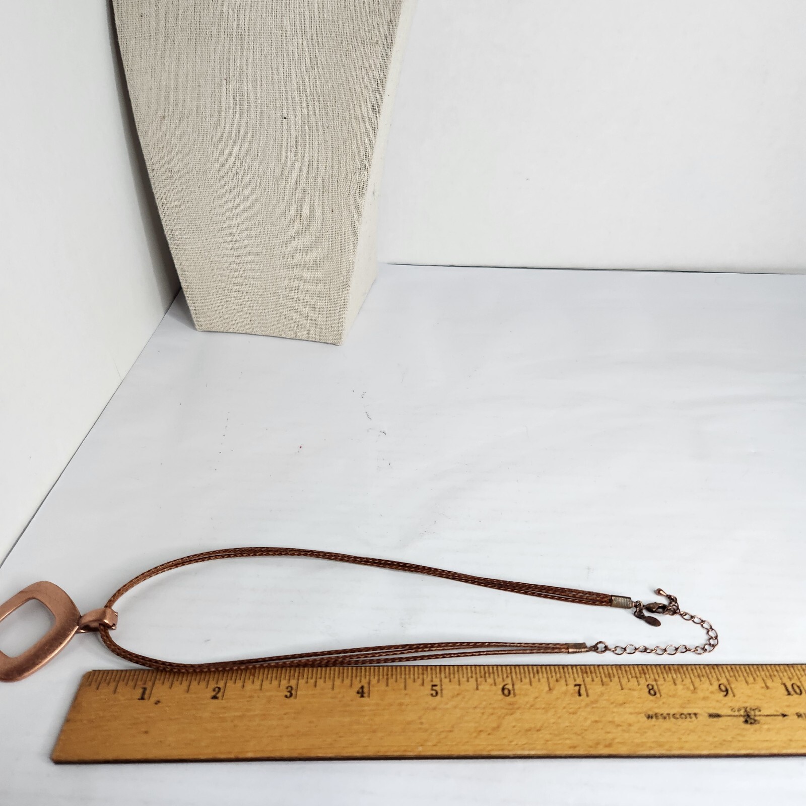 Boho Premier Designs Copper Tone Pendant On 3 Strand Faux Leather Chain