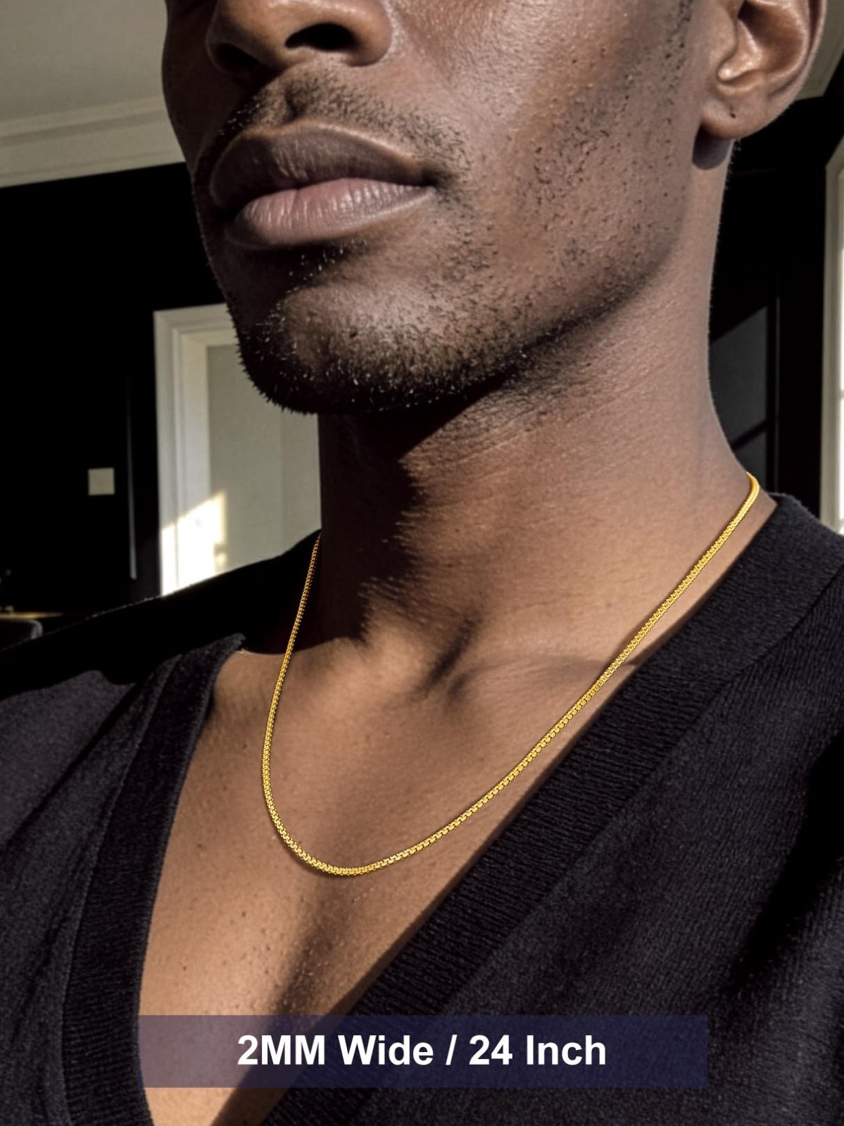 Solid Stainless Steel Flat Box Link Chains 2MM-8MM Silver/Gold/Black Rolo Neckla