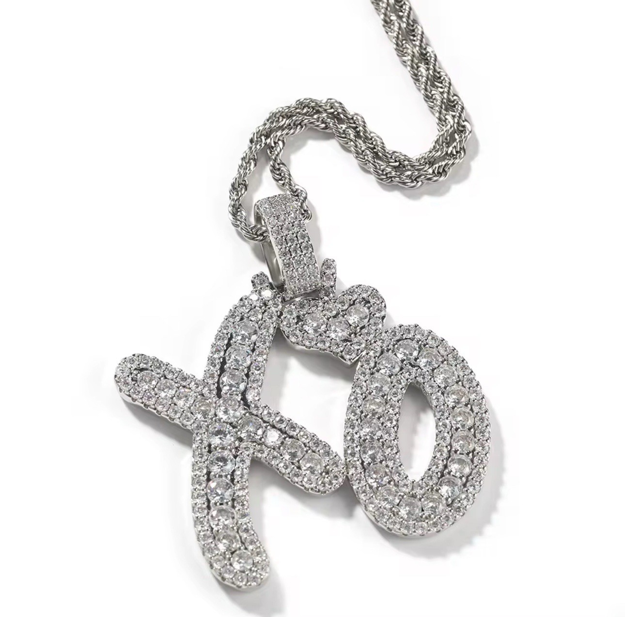 XO Chain – Iced Out XO Pendant &Stainless Steel Chain