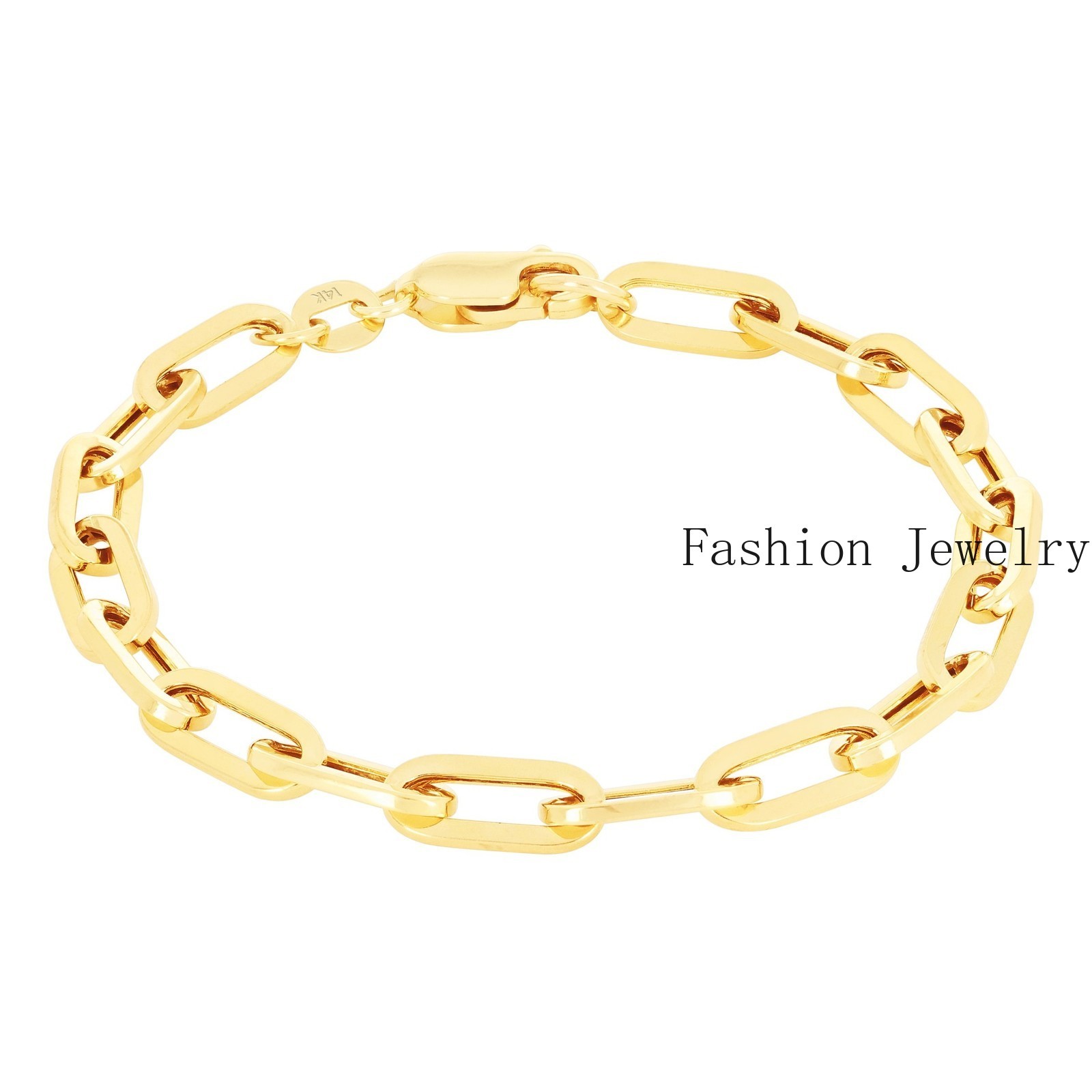 14k Yellow Gold Paperclip 2mm-7mm Chain Cable Rolo Bracelet Mens Womens 7″ – 8″