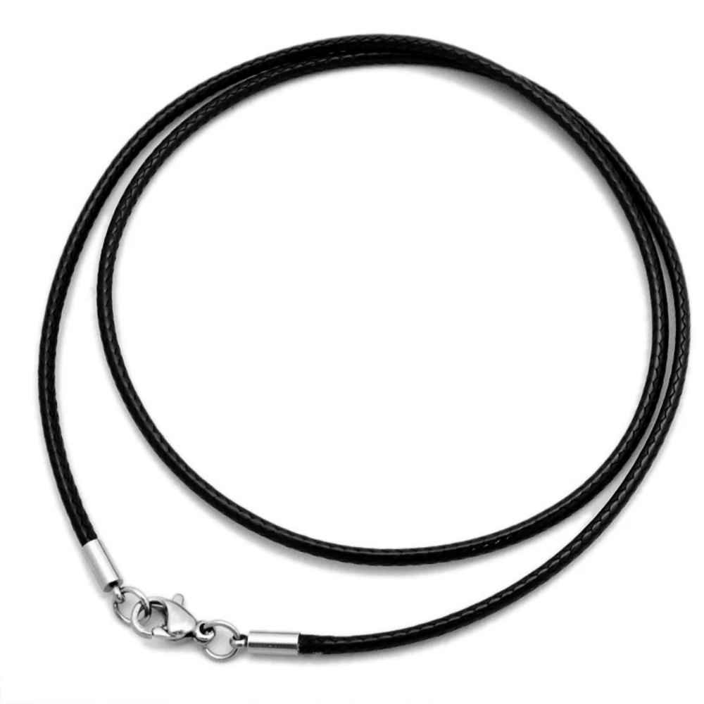 1/1.5/2/3mm Waterproof Braided Leather Chain Cord Rope Necklace w/ Steel Clasp