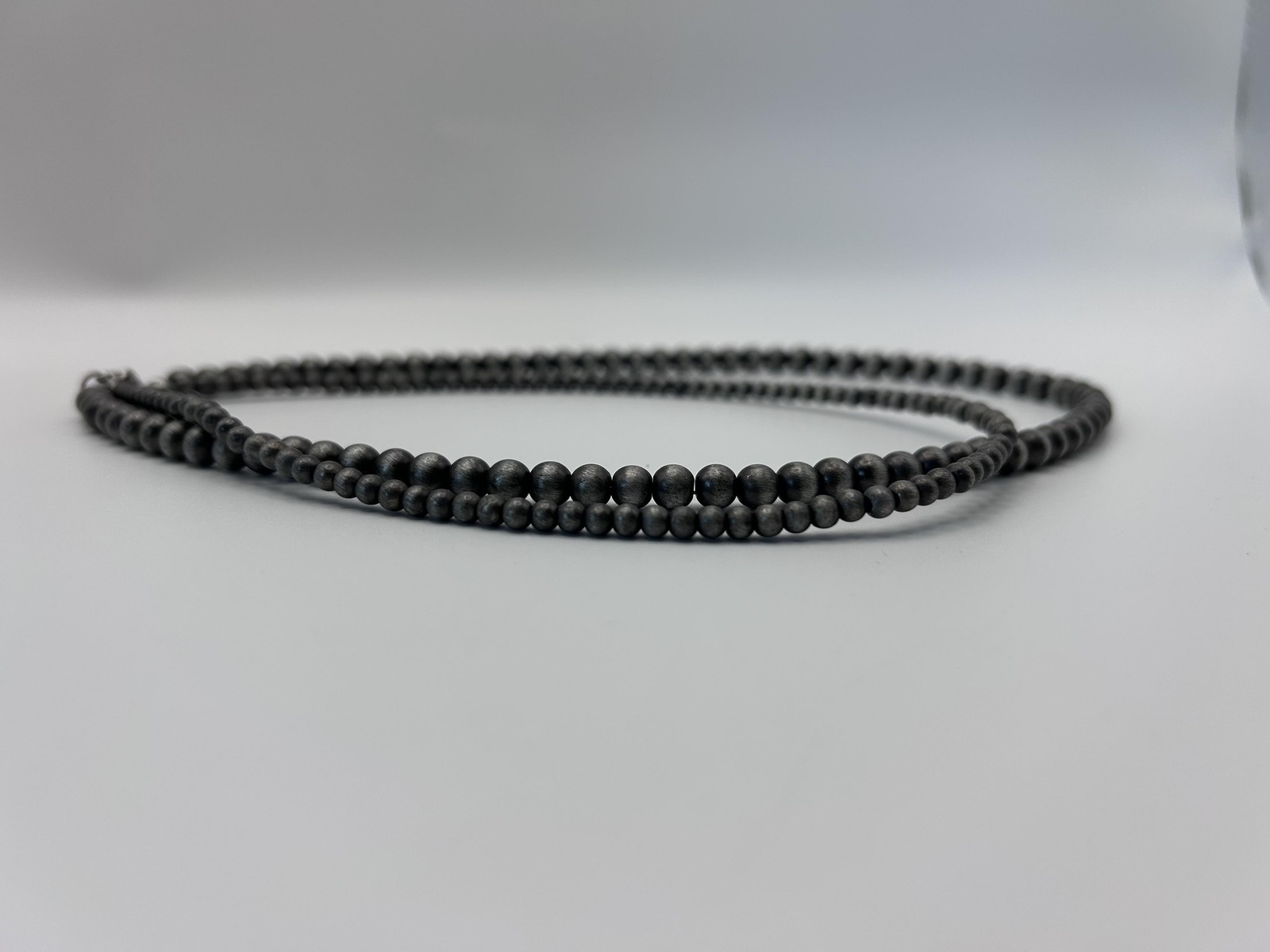 Necklace Gray Beaded Layered Double Strand Lobster Clasp 18 Inch Fashion Womens