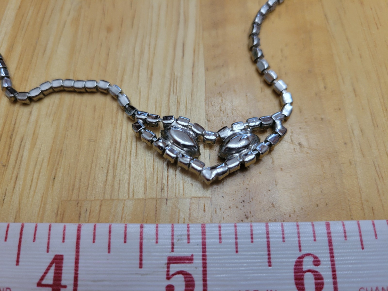 16-inch Rhinestone Necklace for Special Occasions, Clear & Blue, 80s Vintage