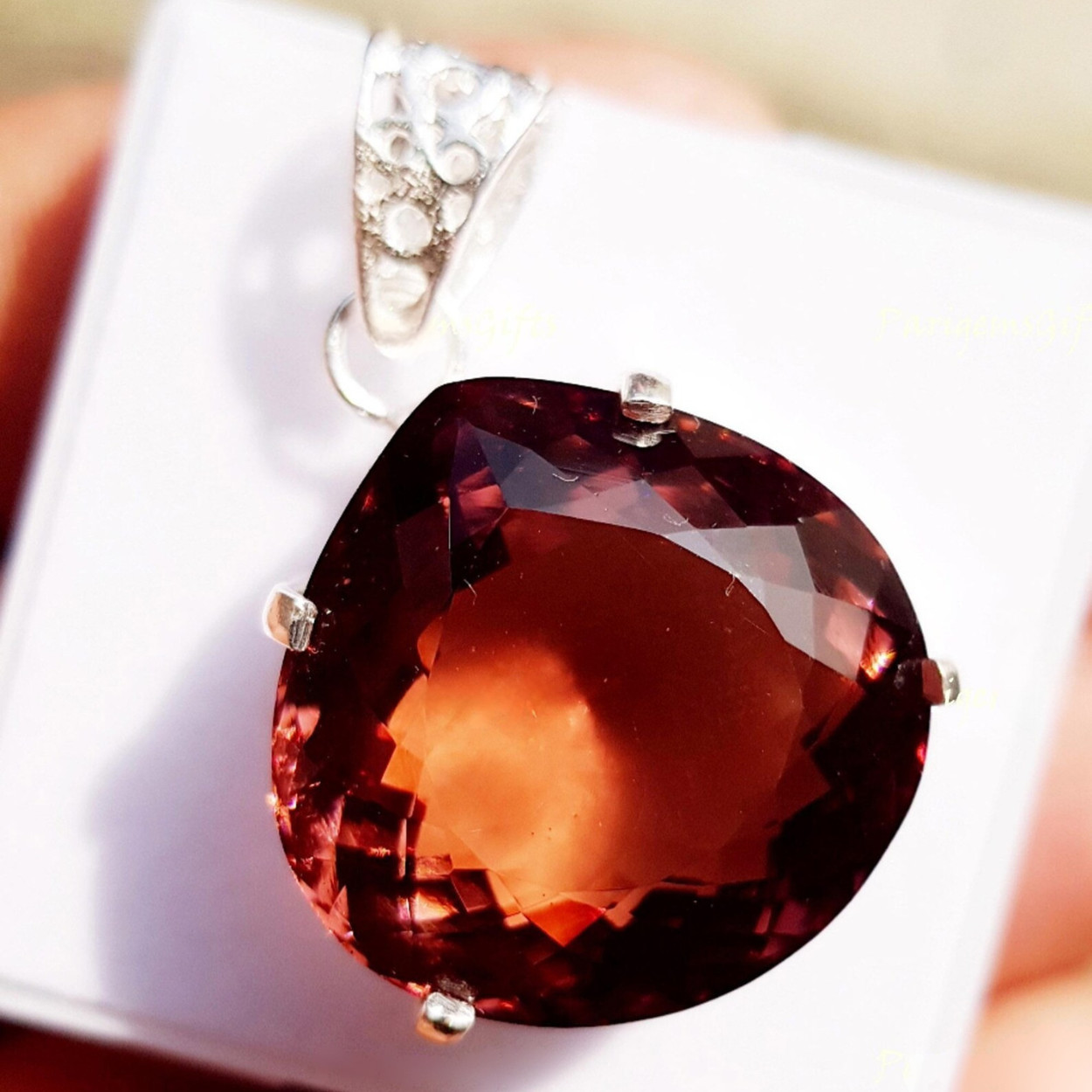 70+ Ct Lab Created Color Change Alexandrite Heart Cut 925 Silver Pendant
