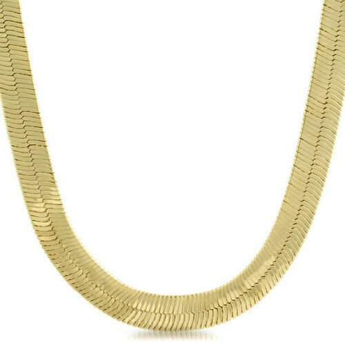 Made in USA. HUGE 30″ length,8mm width,24k Yellow Gold Bonded Herringbone Chain
