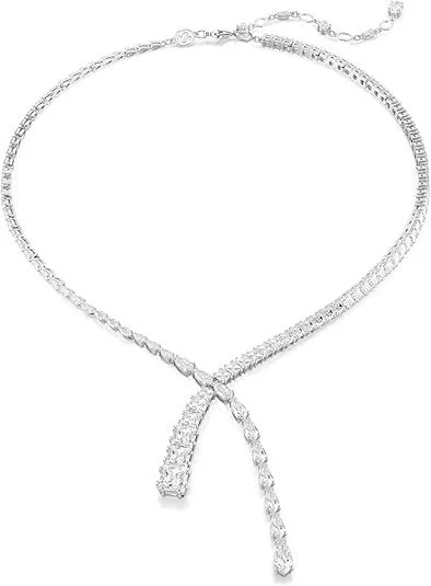 Swarovski Matrix Y Necklace Clear Crystal Rhodium Finish Jewelry