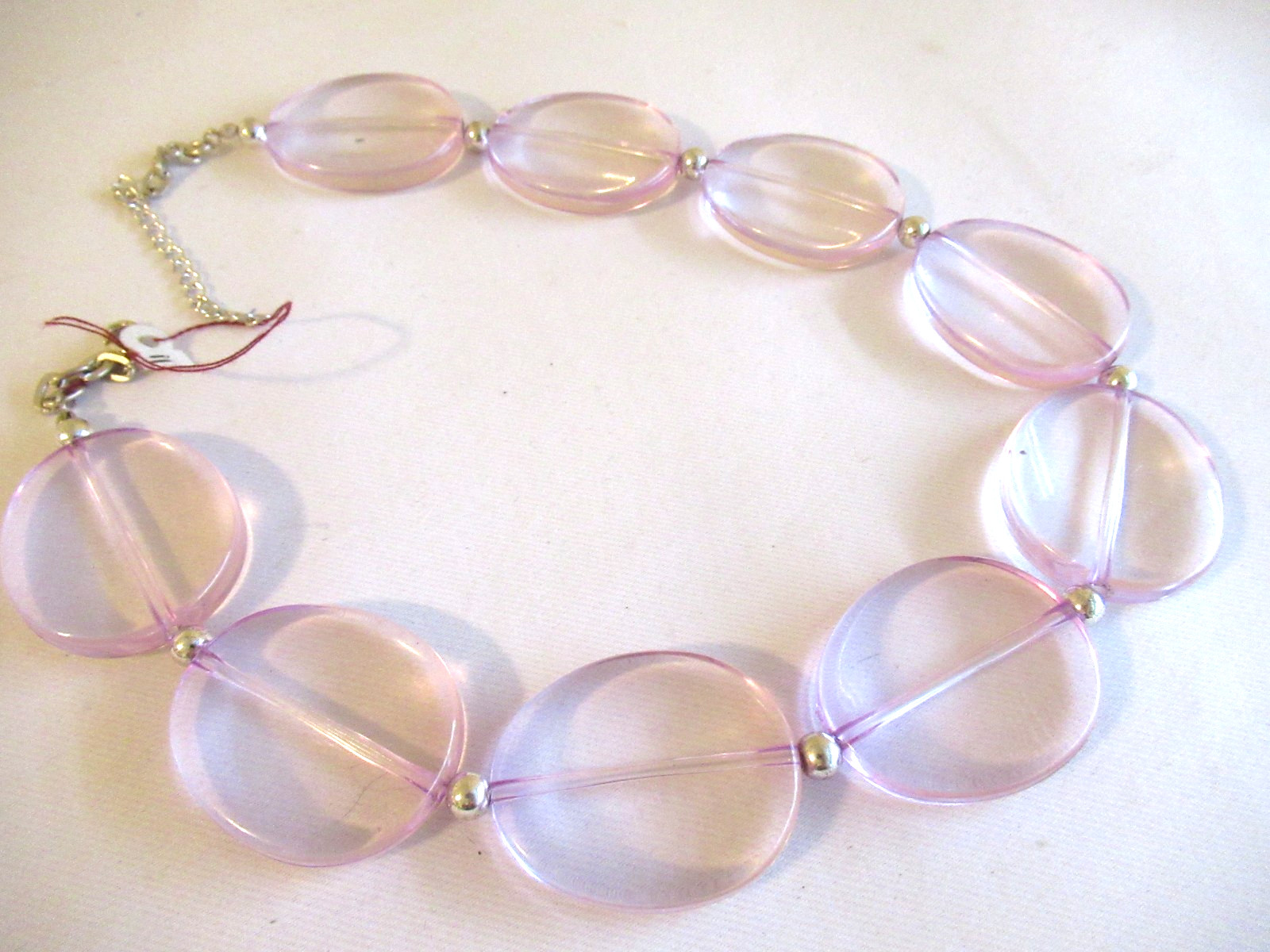 Light Purple Clear Acrylic Collar Necklace 16 IN