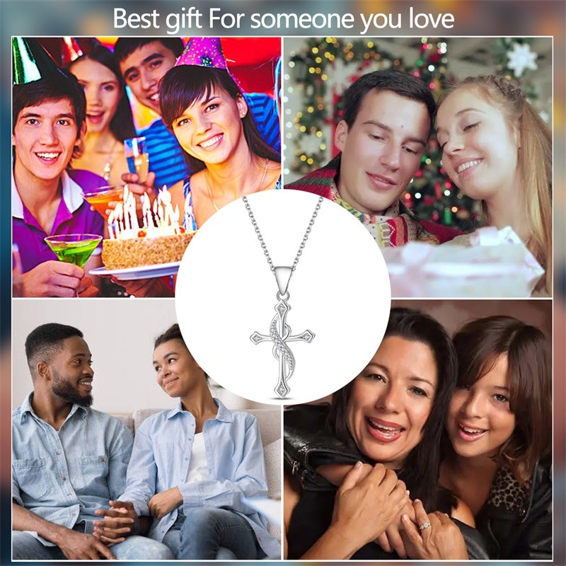 KUNSIR Sterling Silver Cross Necklace for Women – Cross Faith Pendant Necklaces