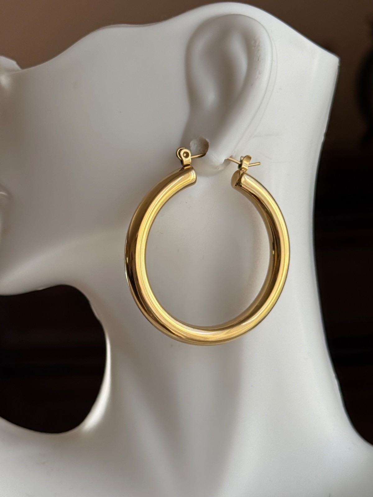 316 L Stainless Steel Gold Plated Lightweight Hoop Earrings ( 40mm x 40mm )