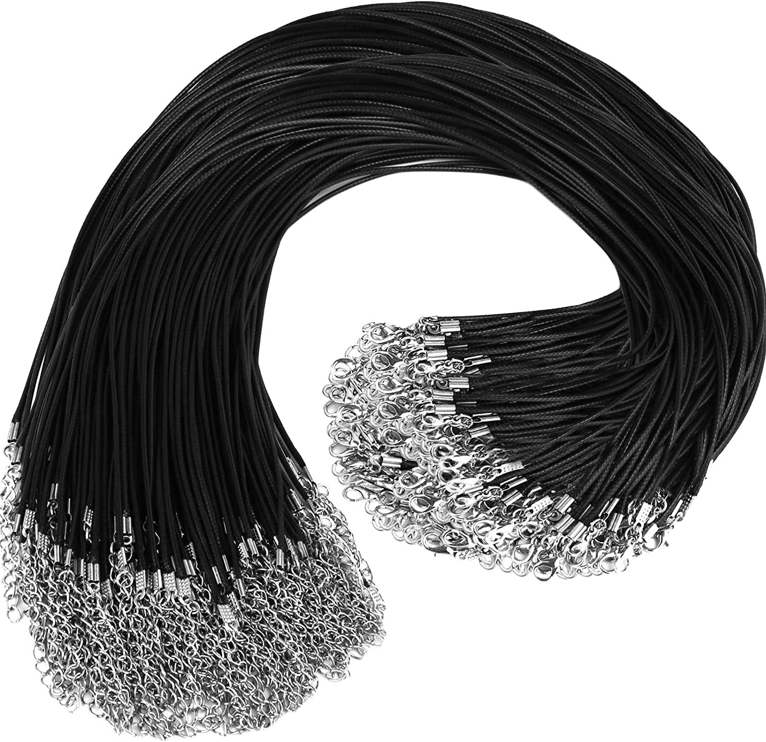 100Pcs Premium Leather Necklace Chains Bracelet Cord with Clasps for Pendants, B