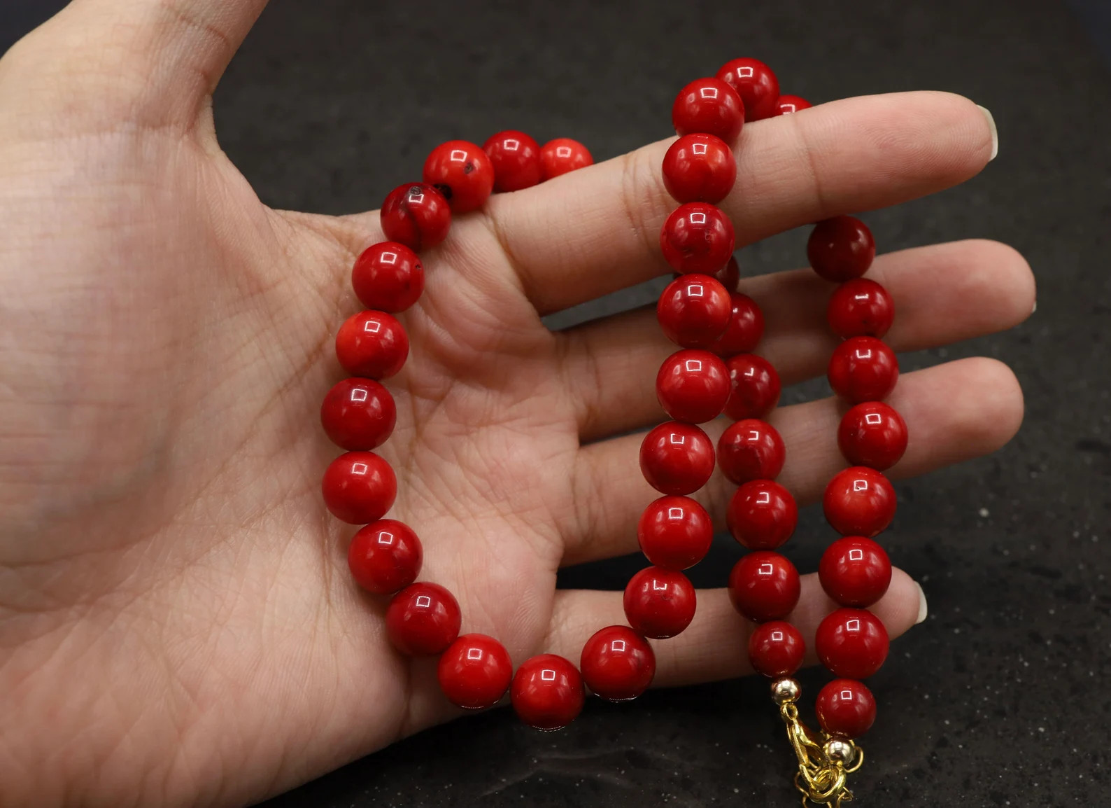 8mm Red Coral Necklace, Coral Choker, Natural Coral Necklace
