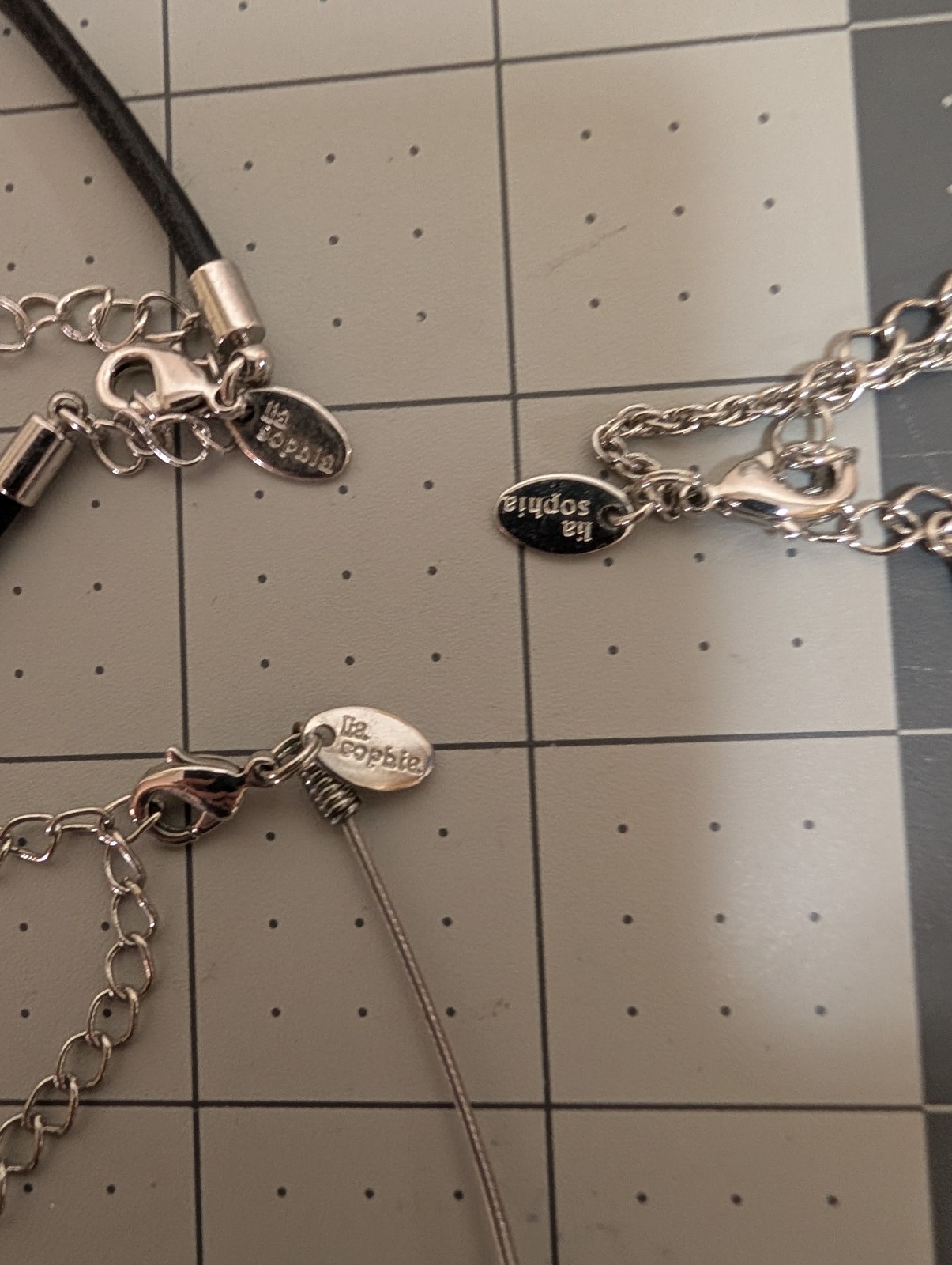 Lia Sophia Fashion Necklace Lot Set of 3 Silver Tone Rope Chain Locket Choker