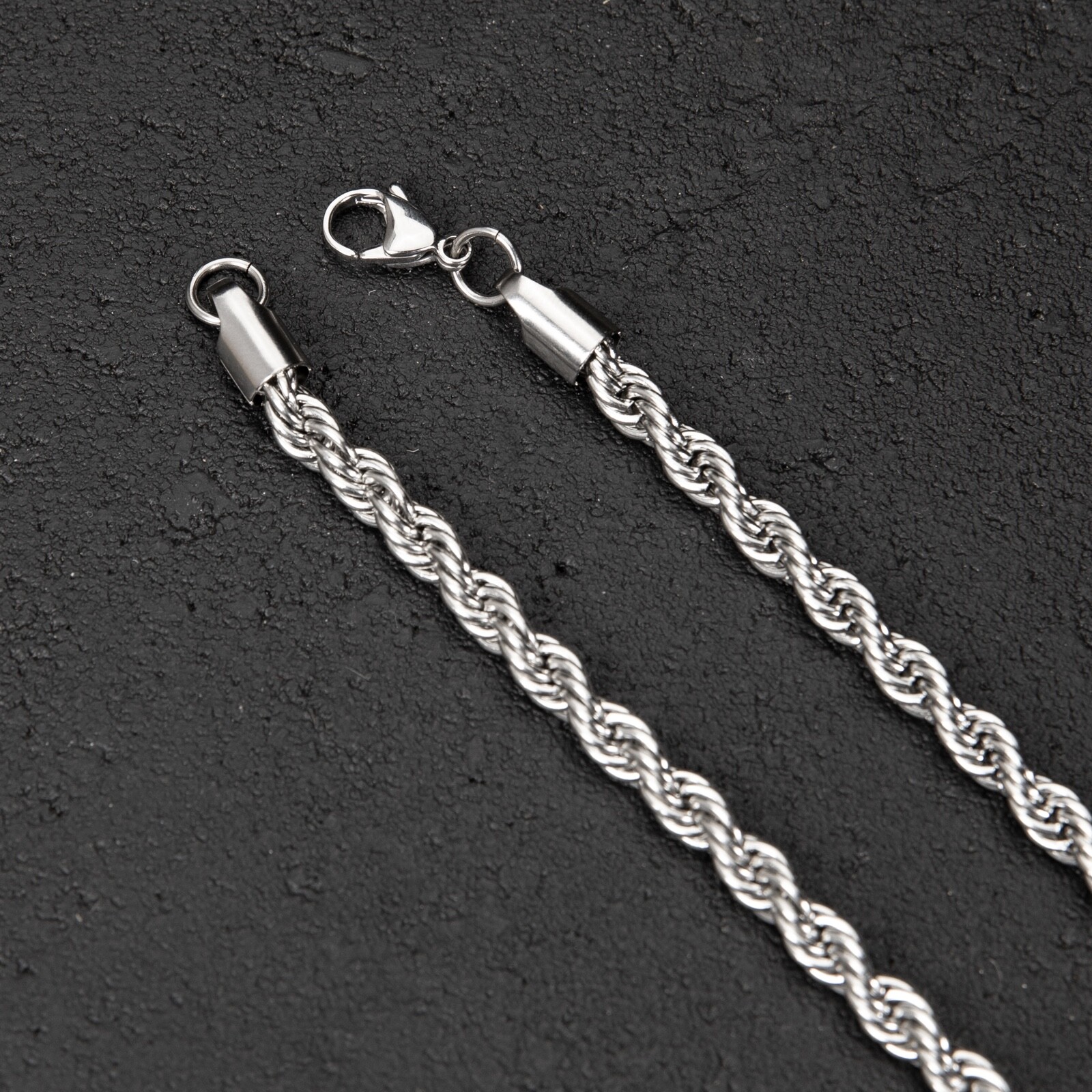 Solid White Gold Plated Heavy 316 Stainless Steel 6MM Twist Rope Chain Necklace