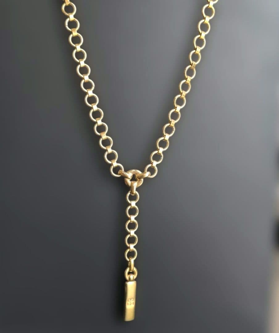 GIVENCHY Vintage 4G Y Chain Necklace Gold Tone Logo Pendant 46cm Statement