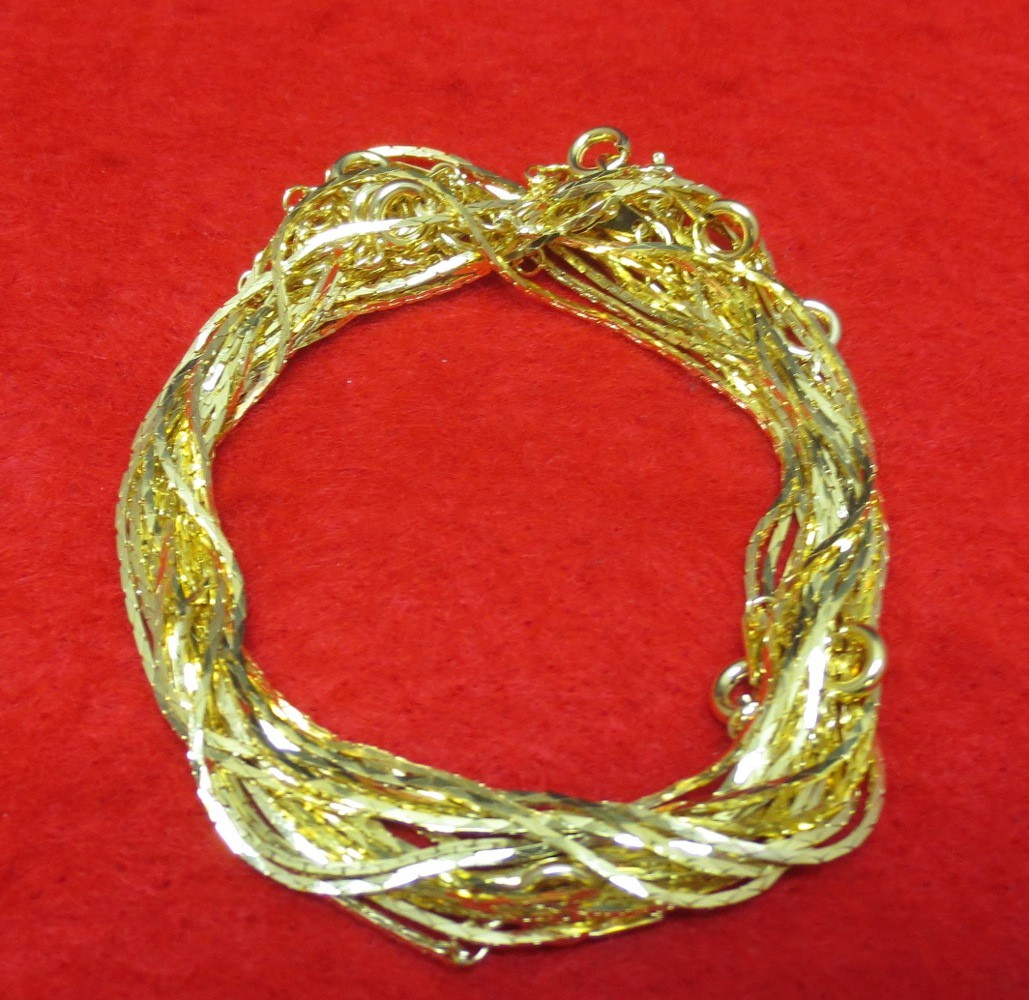 WHOLESALE LOTS FROM 5-144 PCS OF 14KT GOLD PLATED 16 INCH 1MM COBRA NECKLACES