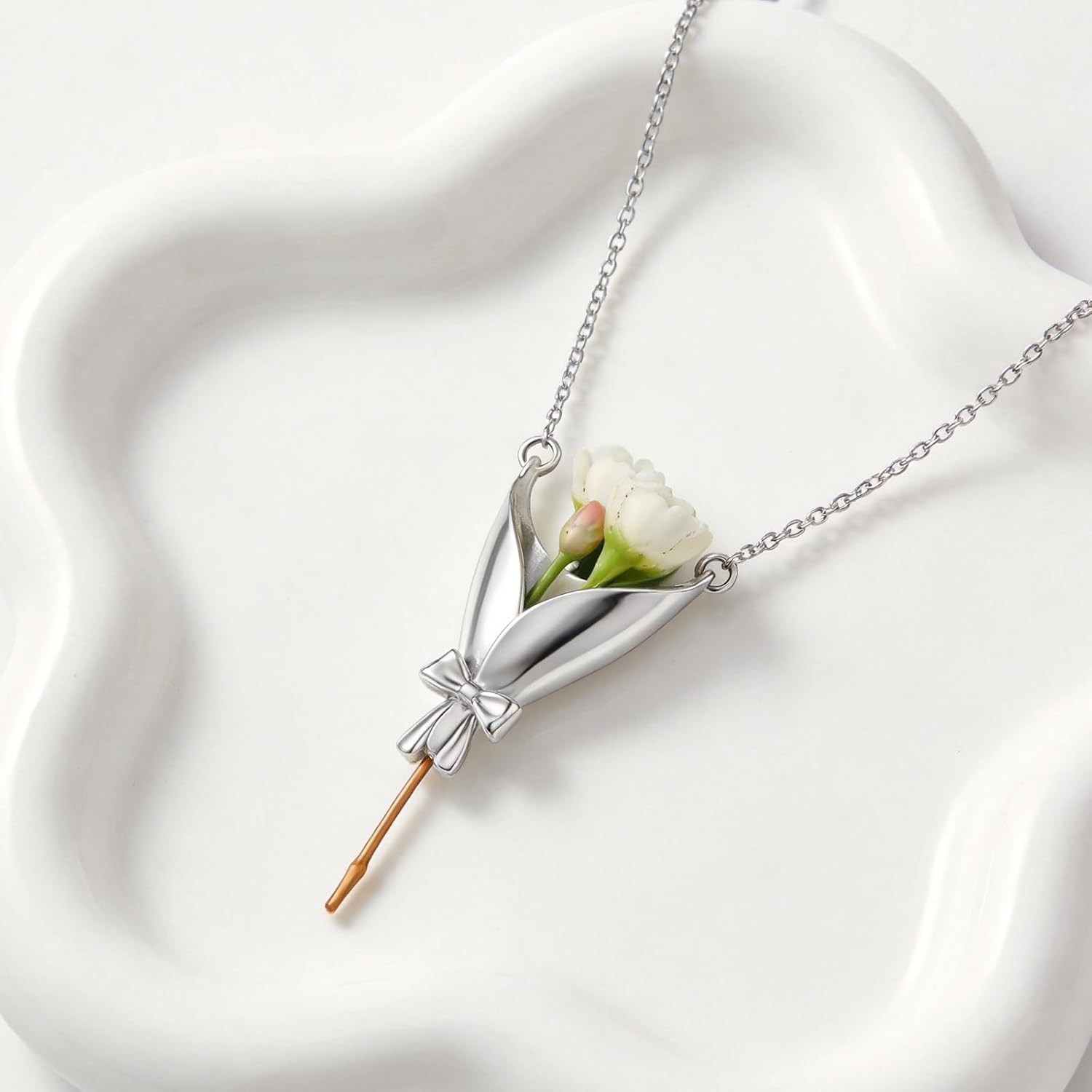 Bouquet Necklace Flower Holder Necklace Pendant Floral Vase DIY Necklace Gift