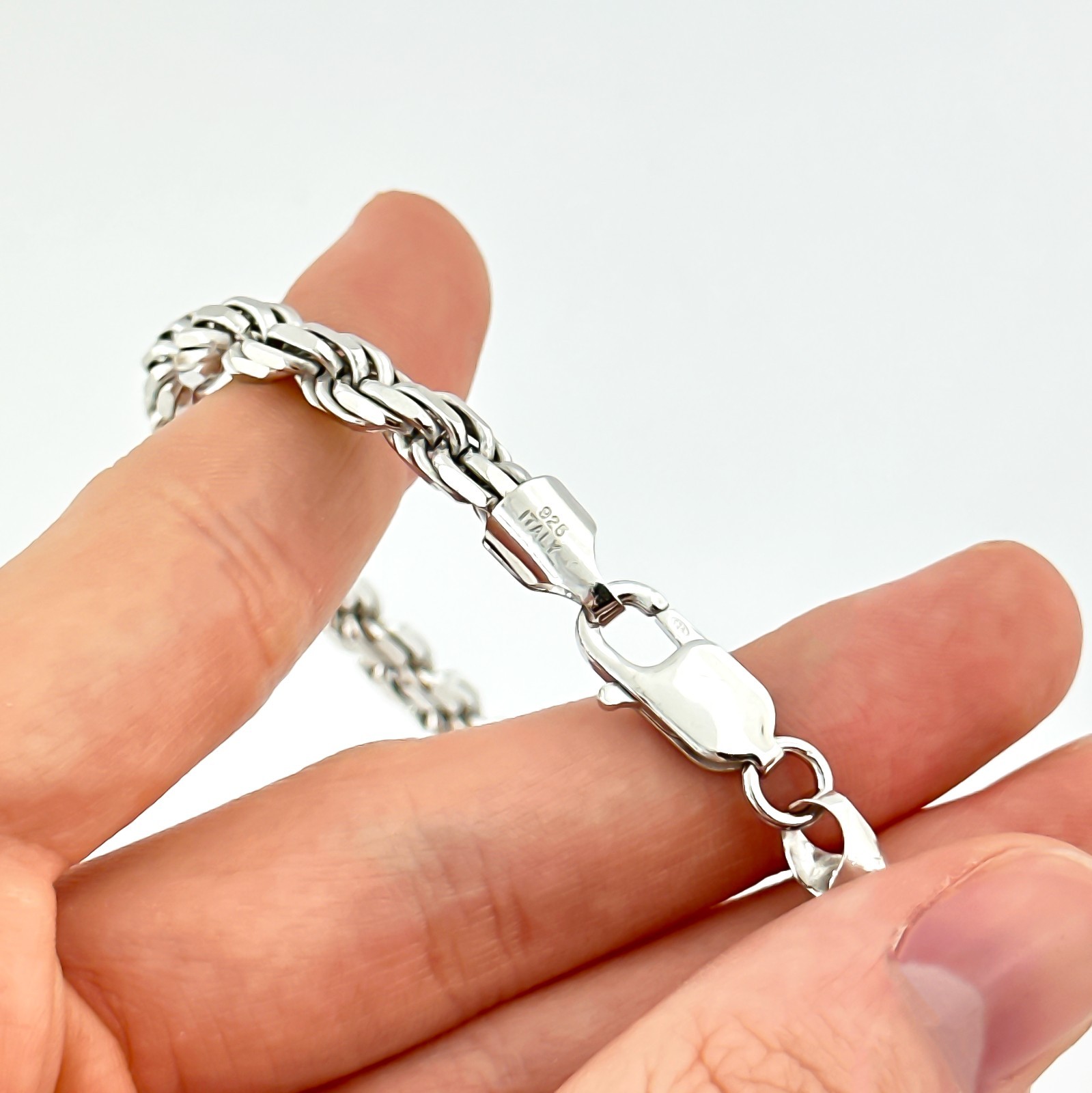 5.5mm Diamond Cut Rope Chain Necklace 925 Sterling Silver .925 Italy