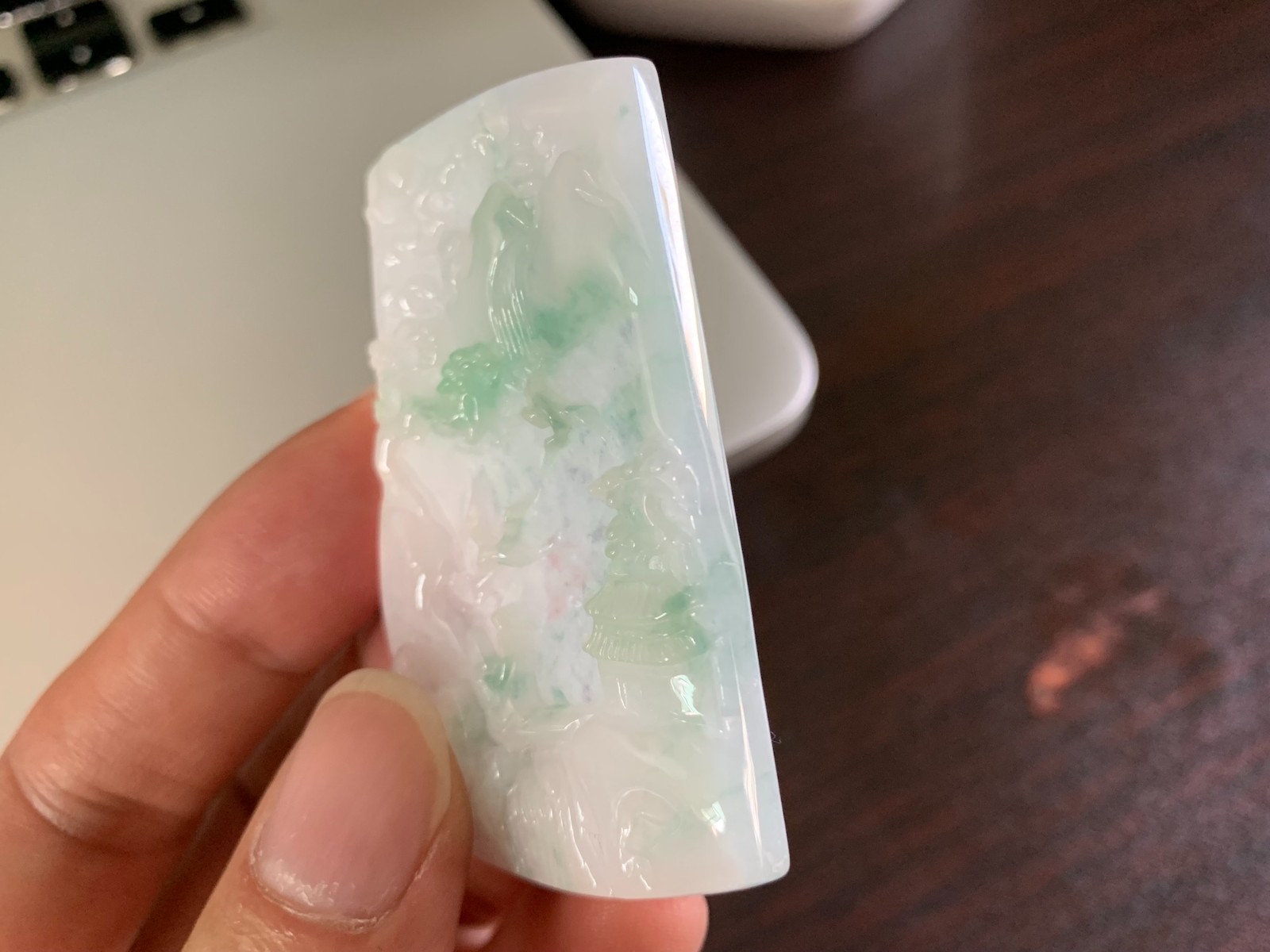 Certified Burmese Natural Green Jade Jadeite Scenery Fengshui Pendant Necklace