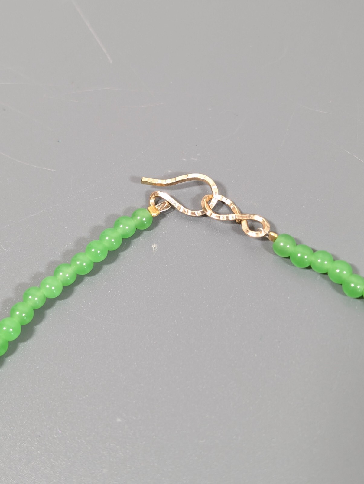 Tribal Western Boho Green Stone Teardrop Charm Pink Stacked Bead Necklace 15 in