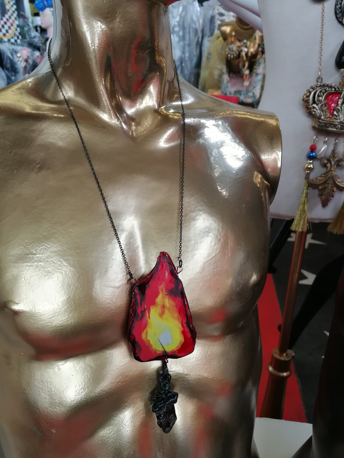 Jewelry Necklace Protective Talisman Pendant Magic Amulet Charm Fire Element Bib