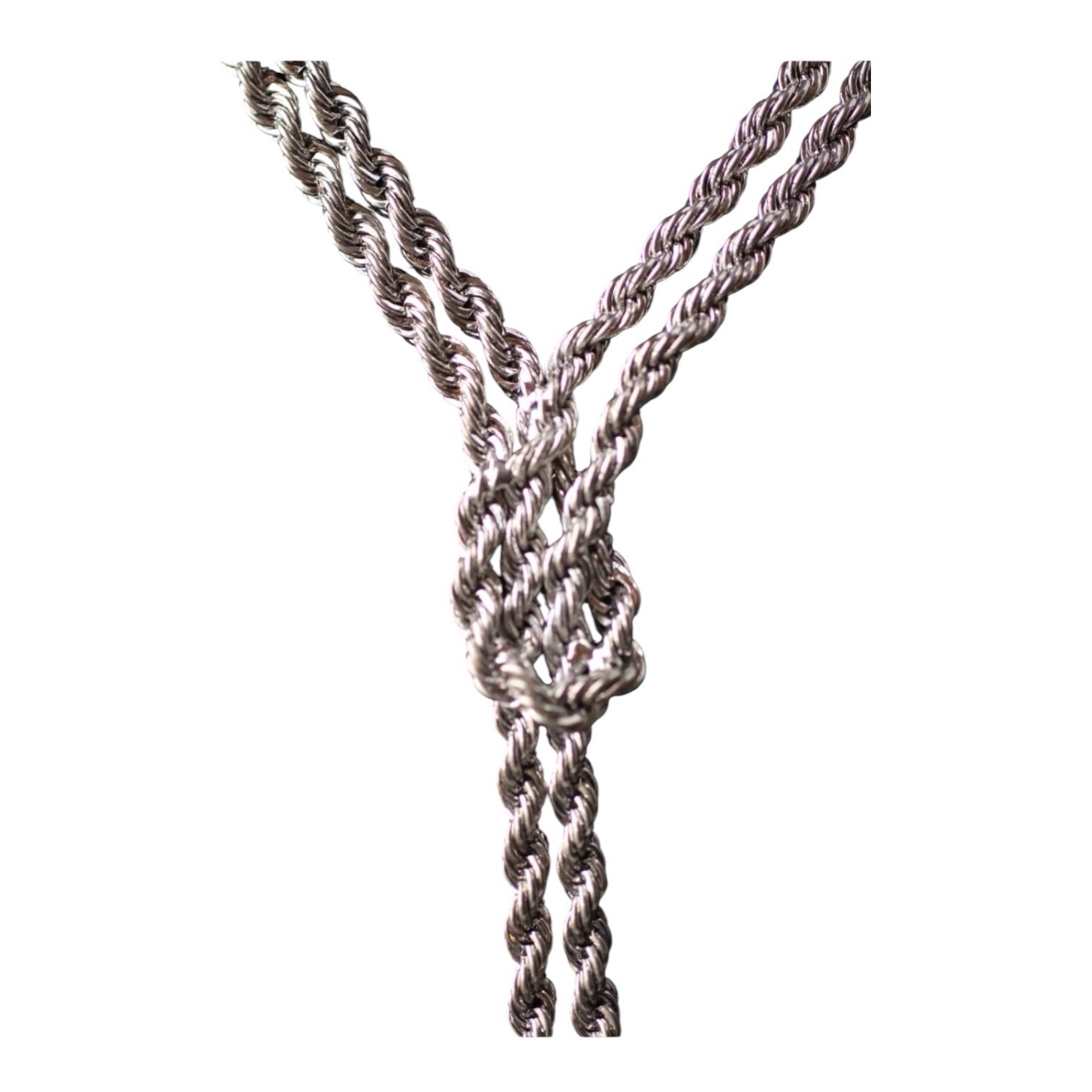 NEW Traci Lynn Silver Rope Lariat Necklace Crystal Drop 17”- 20” Statement Piece