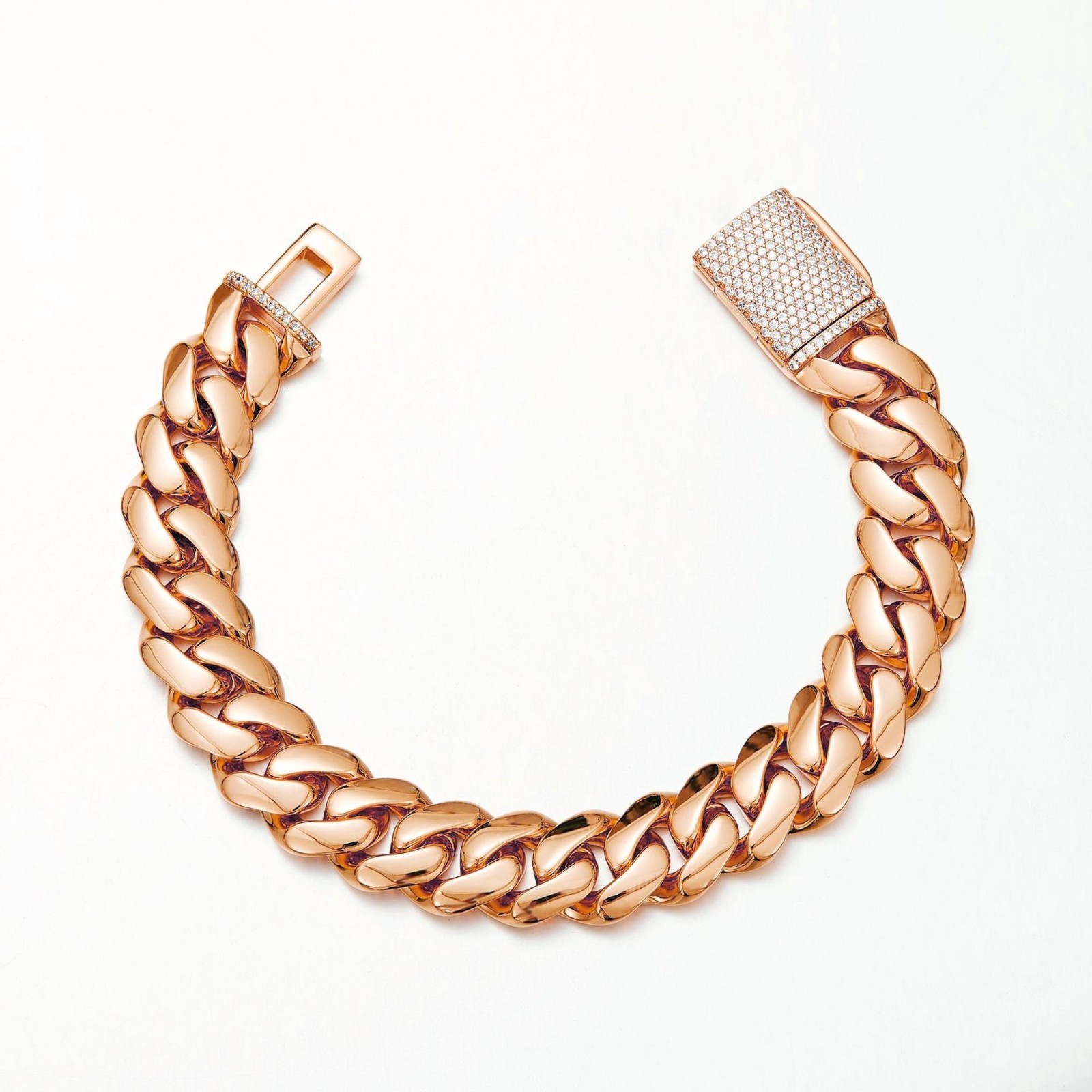 8-22MM Stainless Steel Rose Gold Miami Hip Hop Cuban Chain Necklace Bracelet