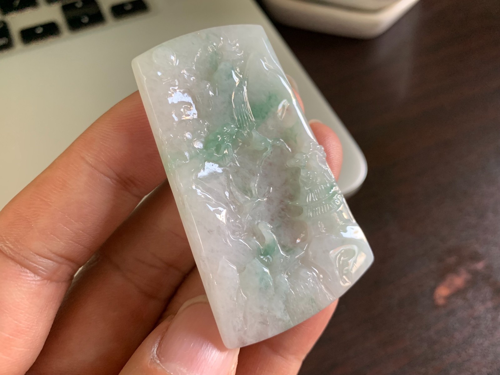 Certified Burmese Natural Green Jade Jadeite Scenery Fengshui Pendant Necklace