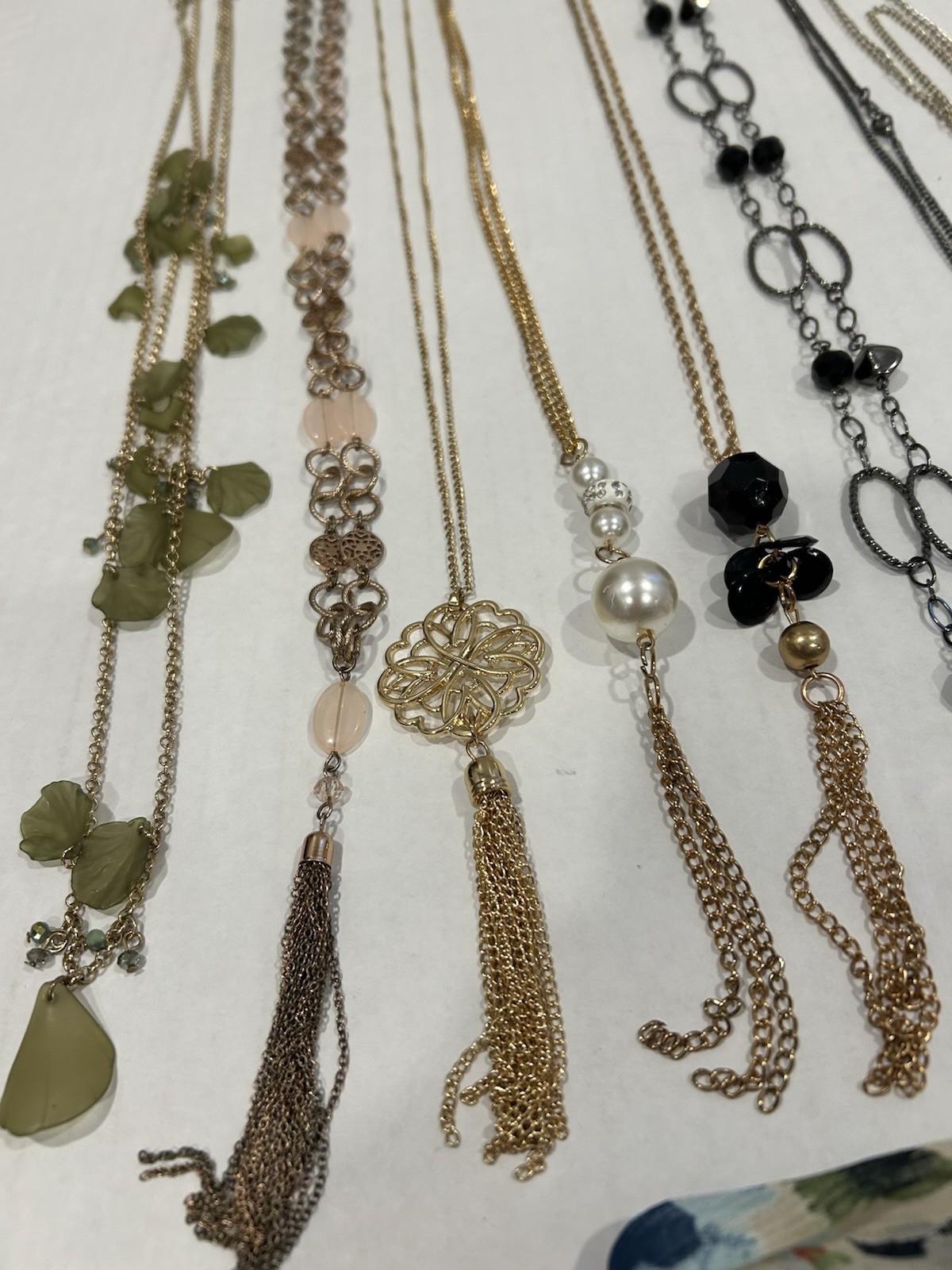 Lot Of 17 Fashion Style Necklaces – Various Beaded, Goldtone Silvertone Blue