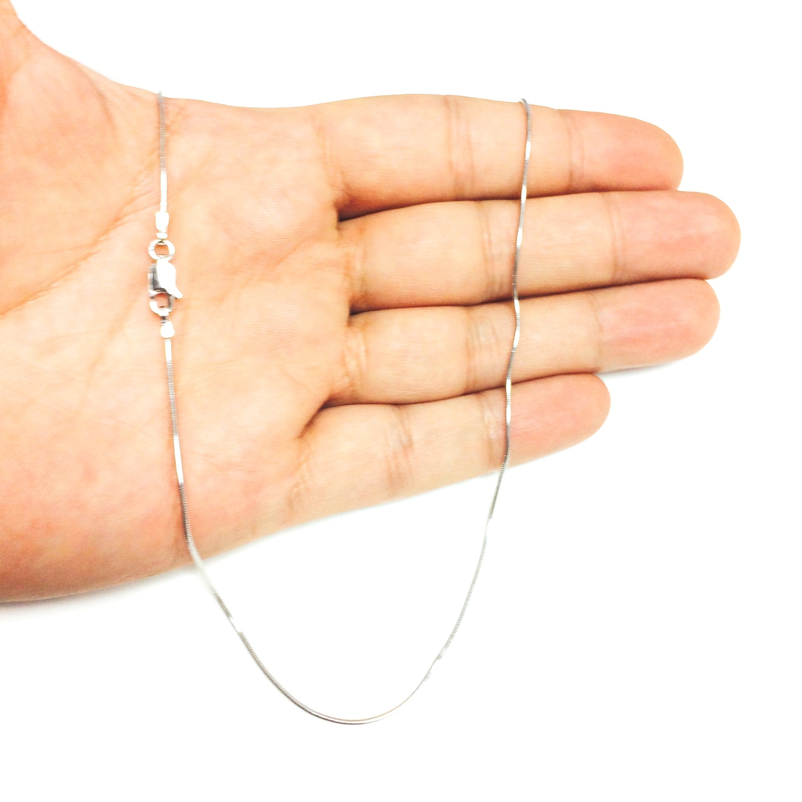 Sterling Silver Rhodium Plated Round Snake Chain Necklace, 0.9mm, 20″