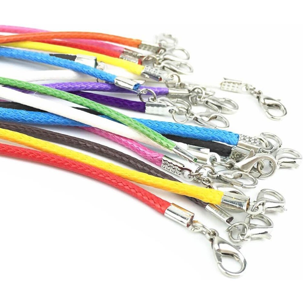 100x Leather Braided Waxed Cord Necklace Chain Rope Jewelry Bracelet Making 18″