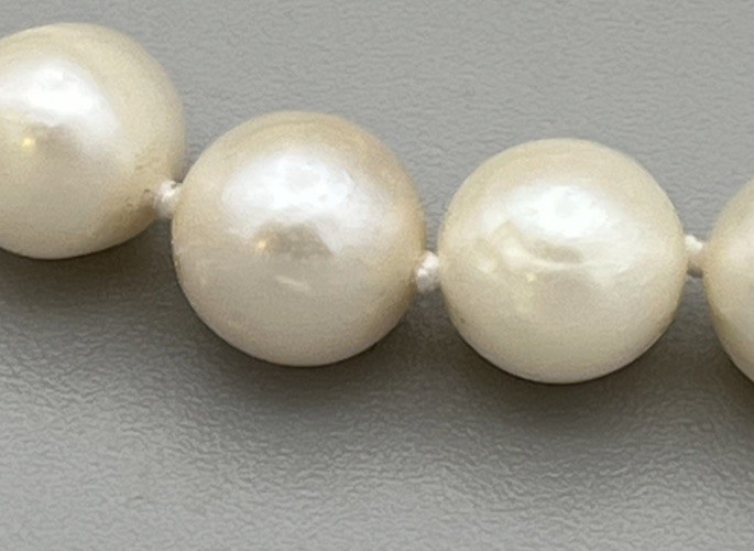 Real Cultured Pearl Necklace 46cm Knotted Silver Tone Floral Clasp