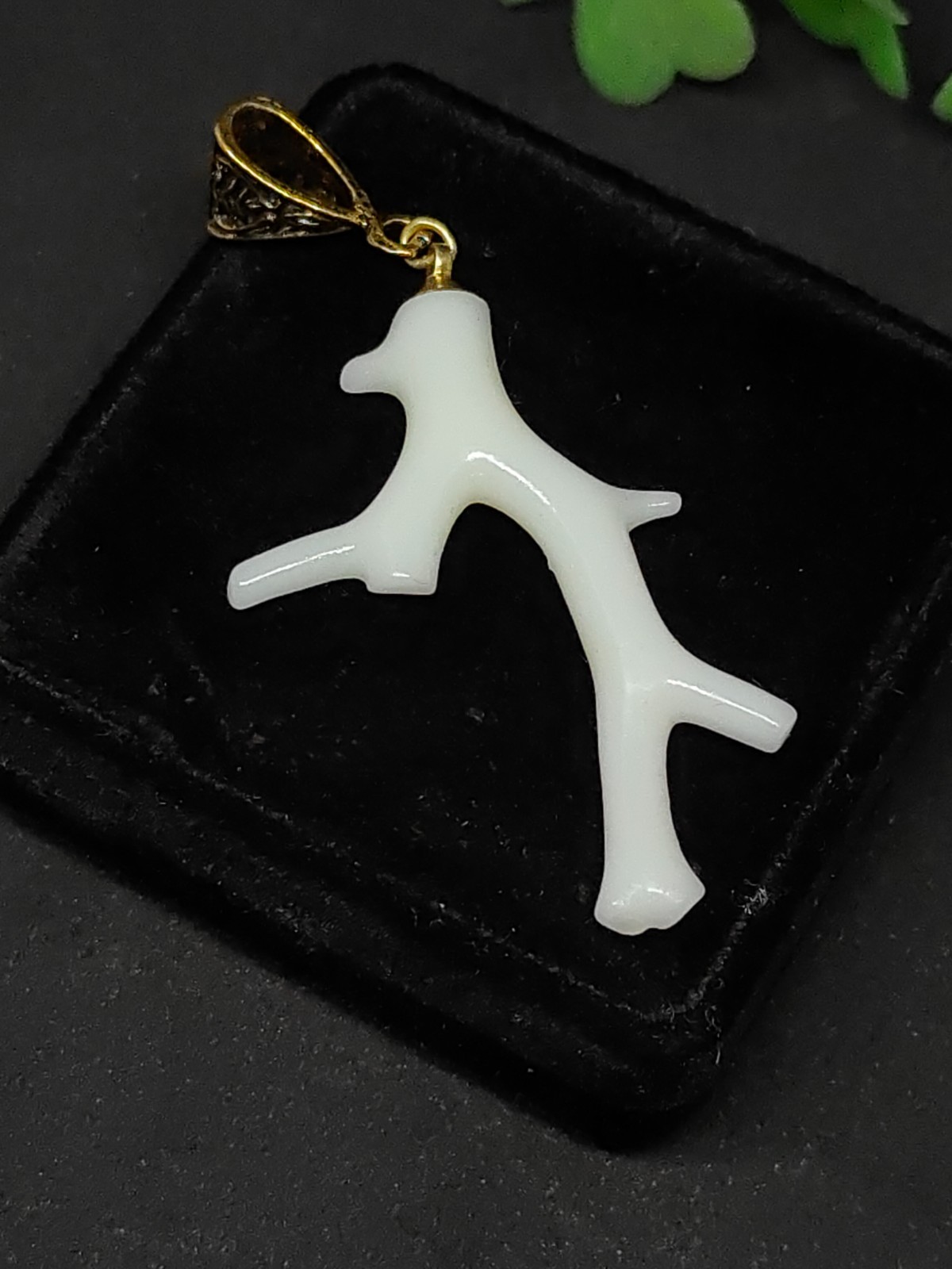 white coral branch pandant -Natural Stone Gold Brass Handmade Jewelry Making
