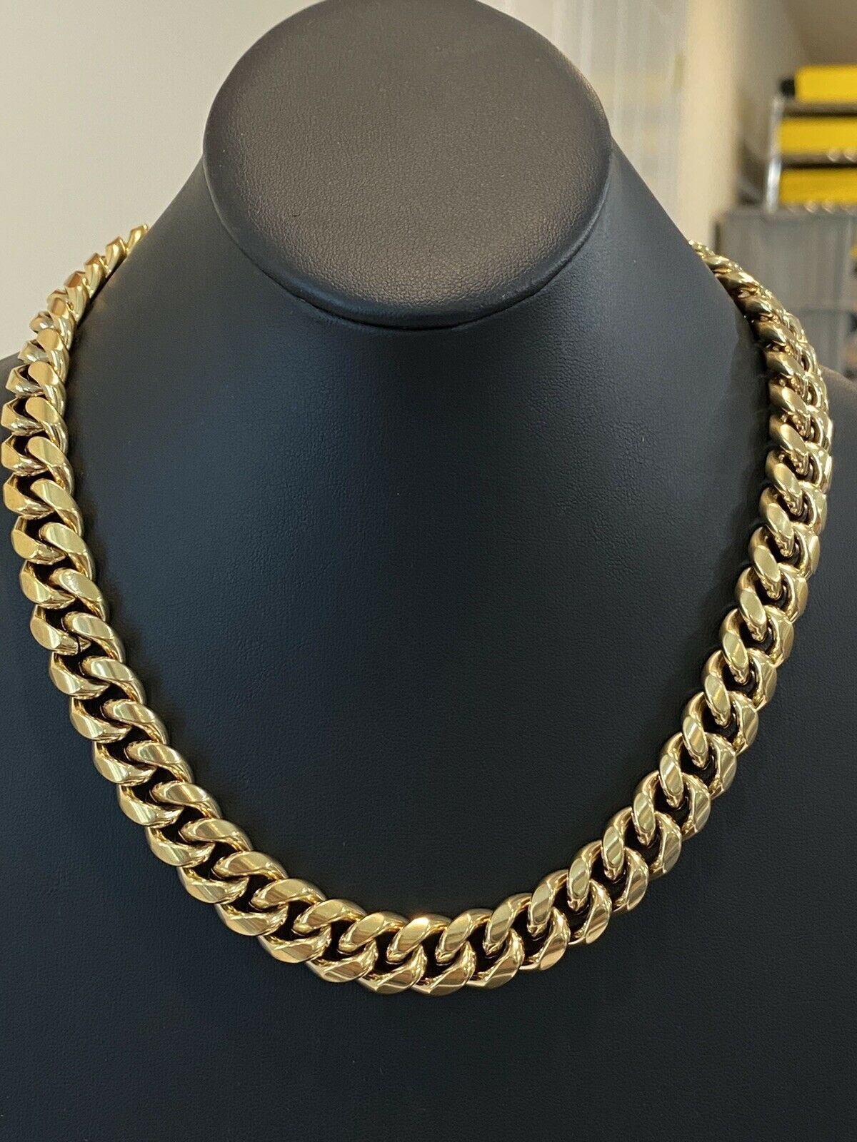 14mm 20″ Mens Real Miami Cuban Link Choker 14k Gold Plated Over Stainless Chain