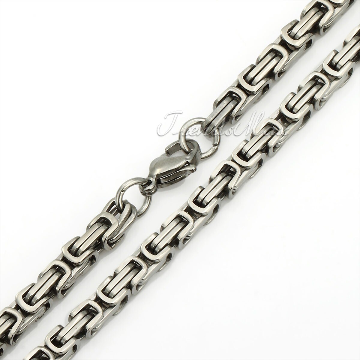 18-30″ MEN Stainless Steel 5mm Silver/Gold Plated Byzantine Box Chain Necklace