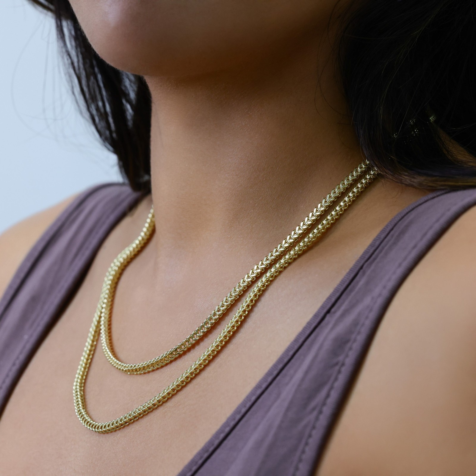 10K Yellow Gold 3mm Franco Box Wheat Foxtail Chain Necklace Mens Womens 18″- 30″