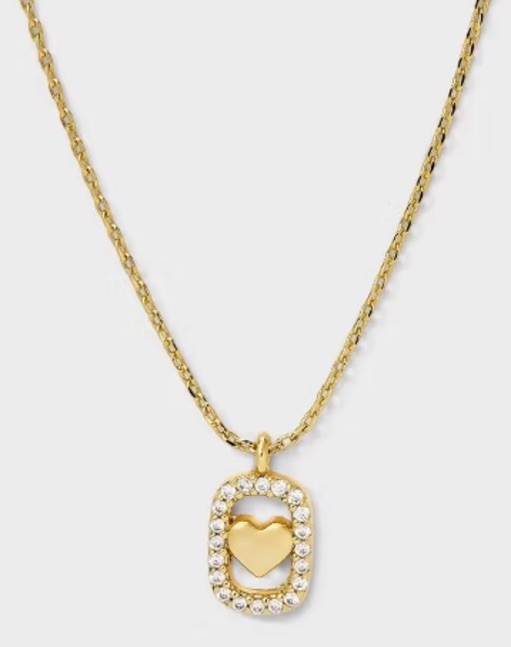 14K Gold Dipped Cubic Zirconia Heart Tag Pendant Necklace – A New Day Gold